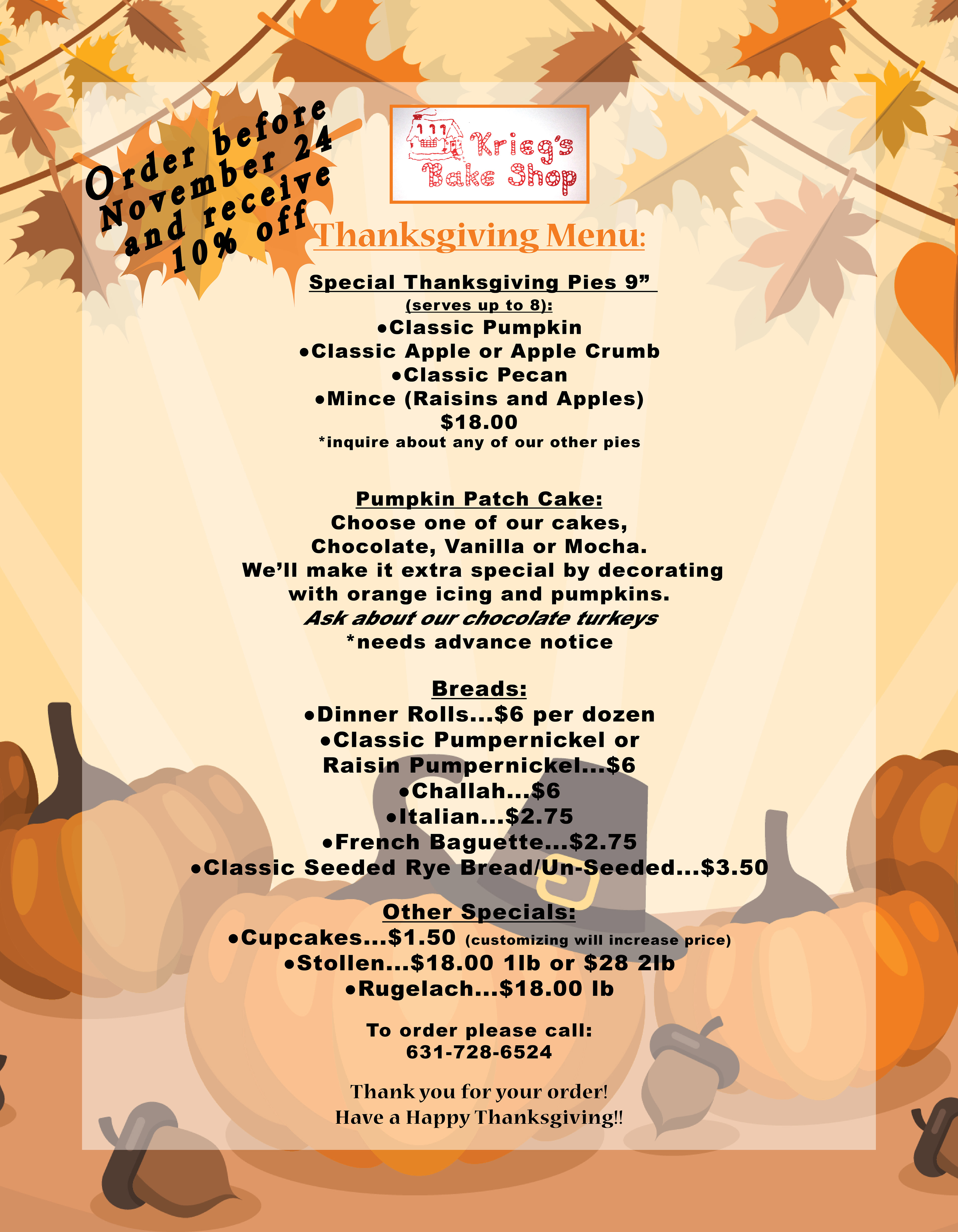 Thanksgiving Menu