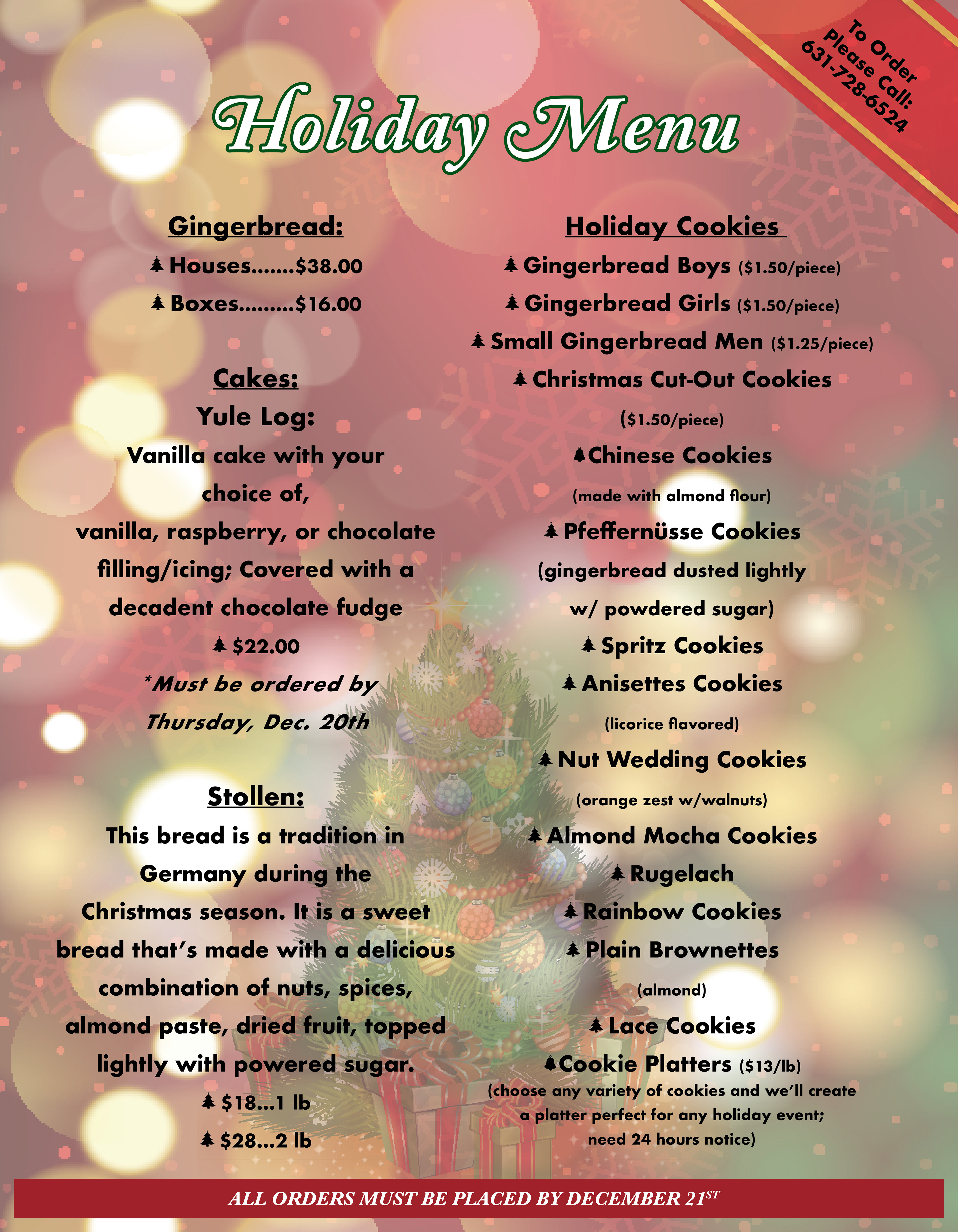Holiday Menu