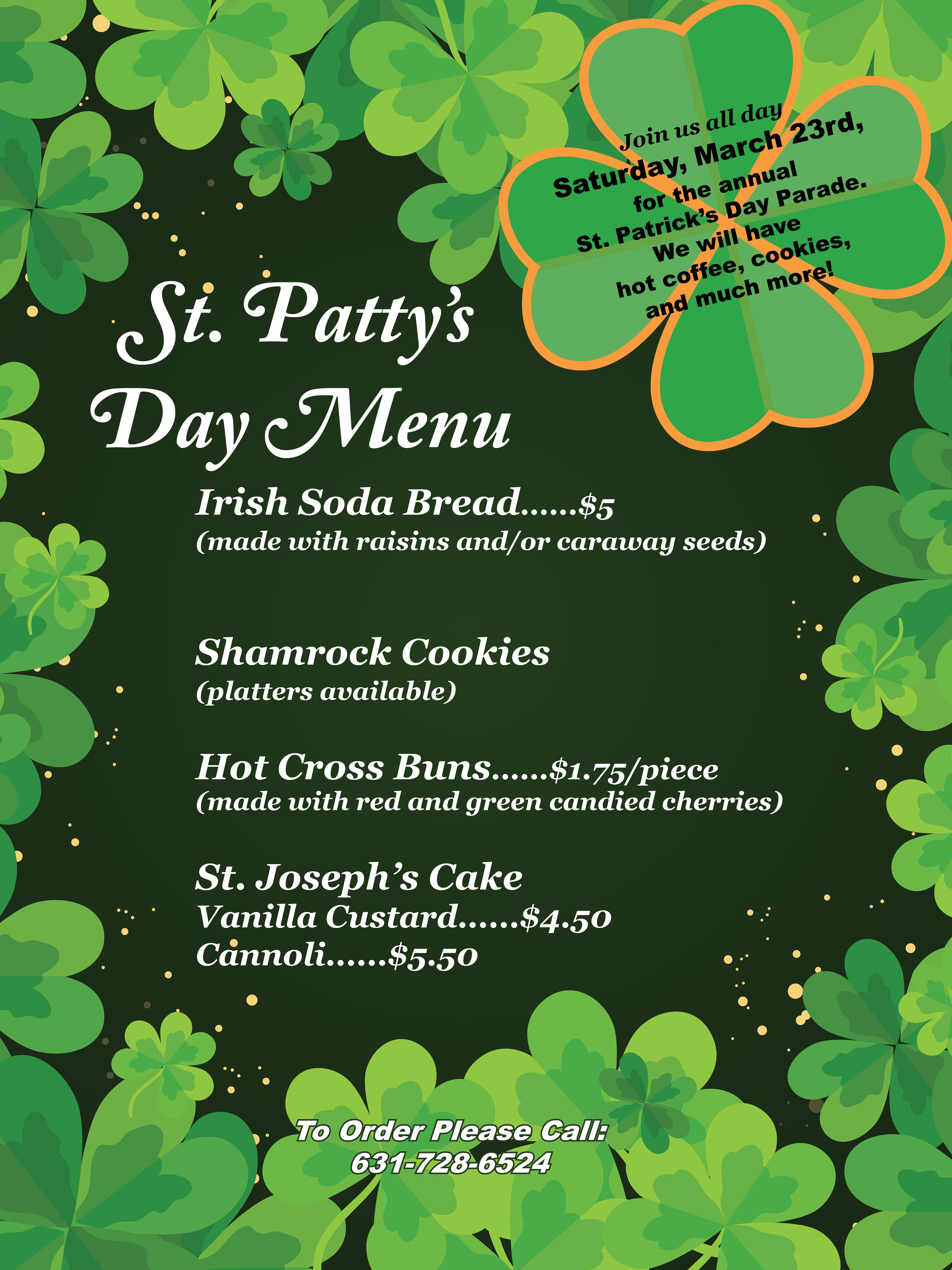St. Patty's Menu