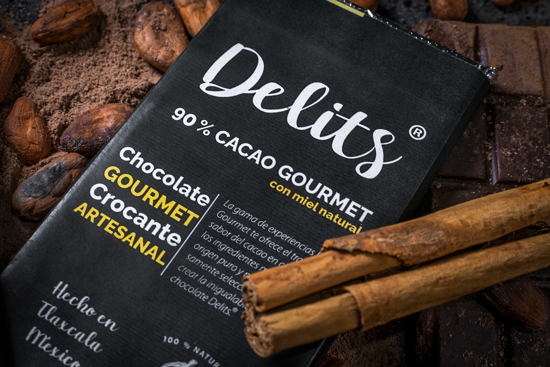 Barra de chocolate 90% cacao con miel natural