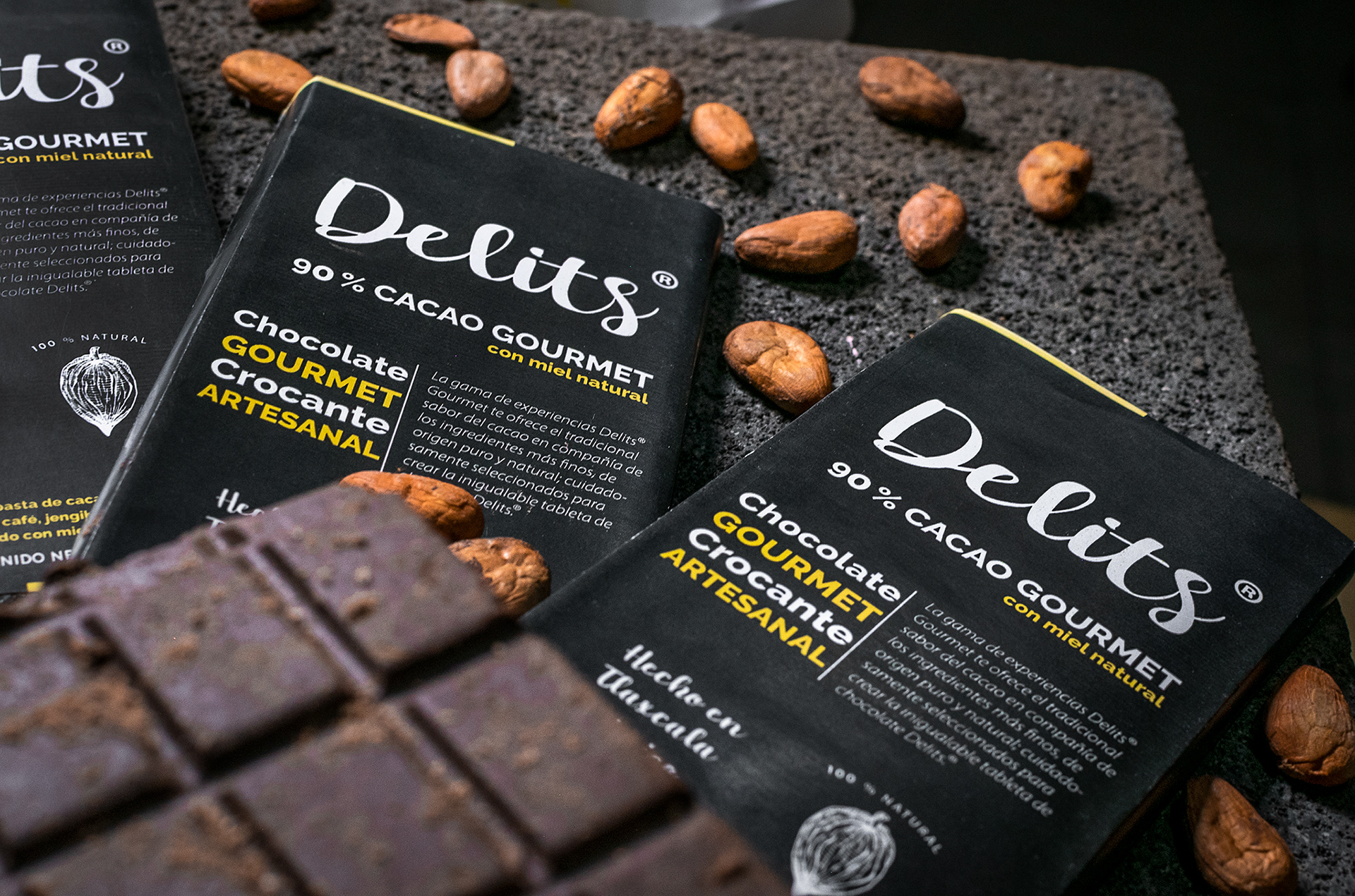 Barra de chocolate 90% cacao con miel natural