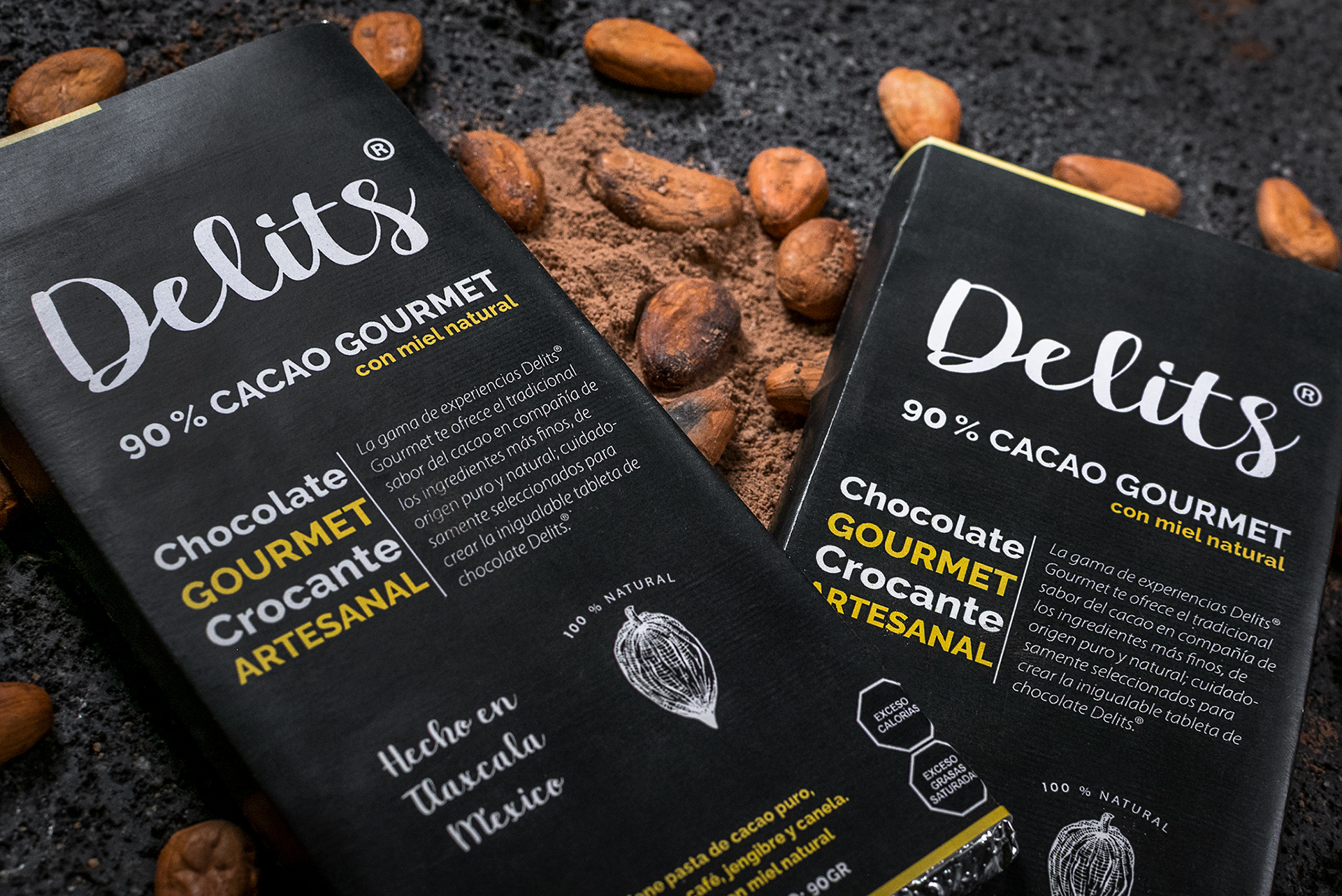 Barra de chocolate 90% cacao con miel natural