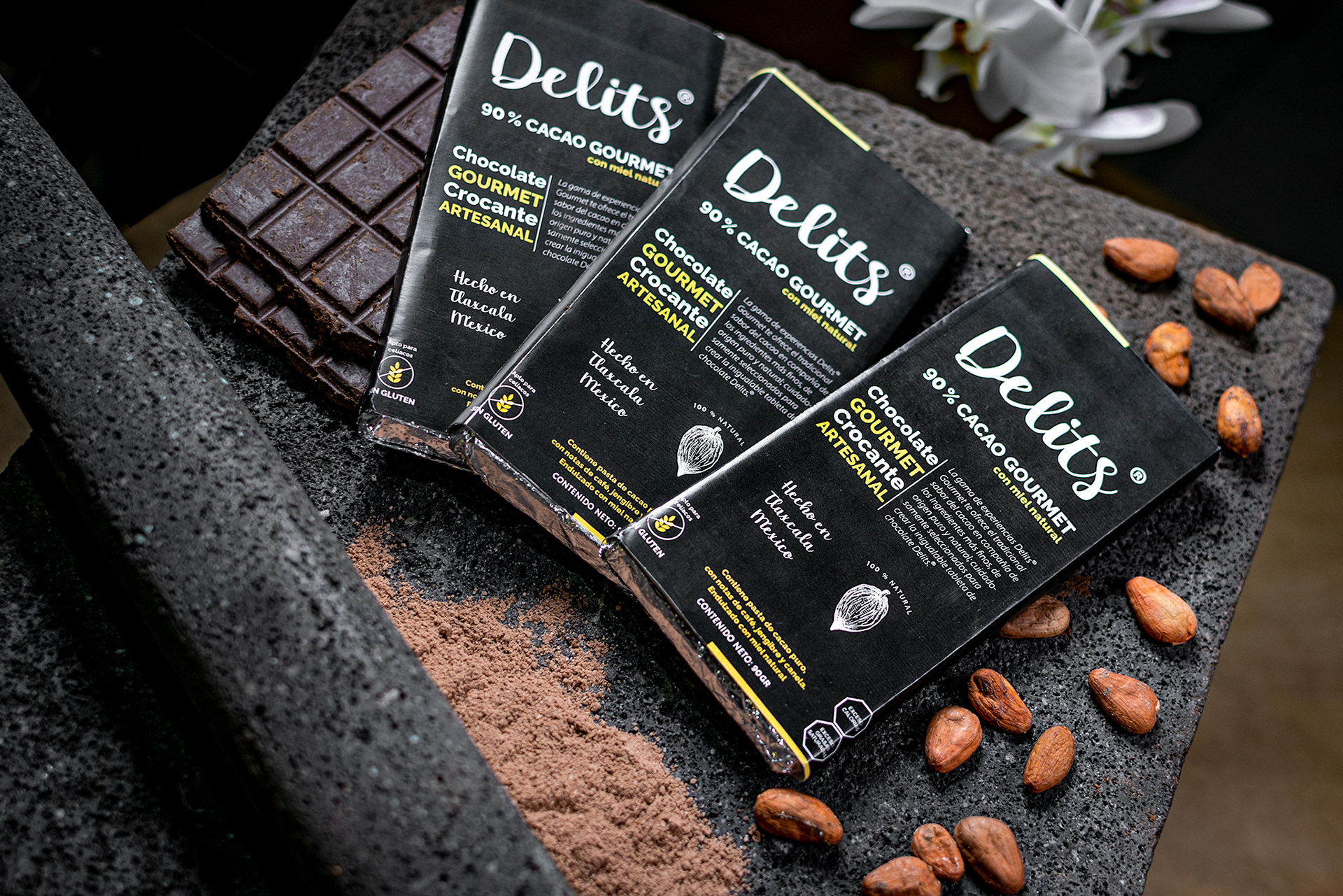 Barra de chocolate 90% cacao con miel natural