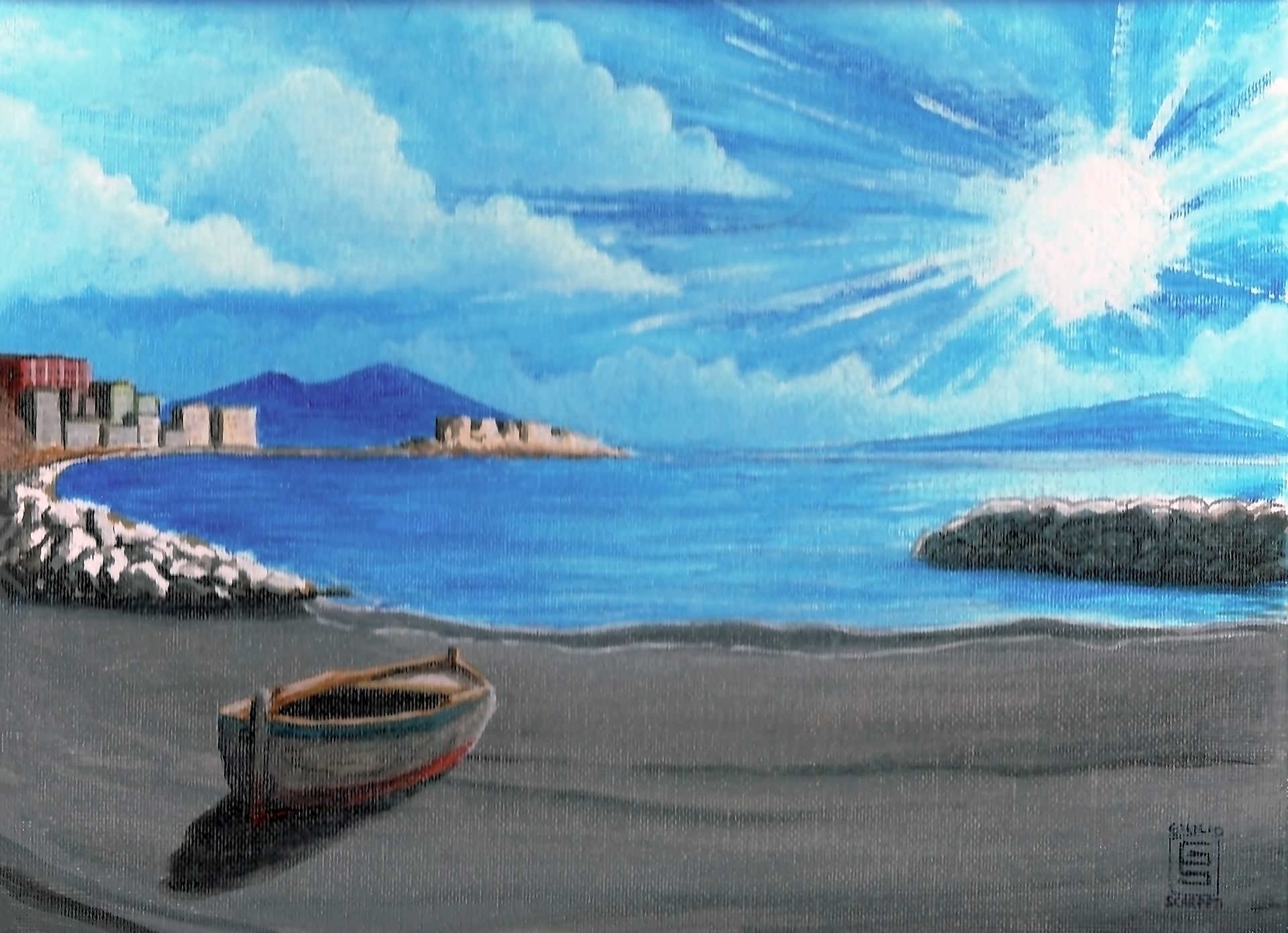 Via Caracciolo Beach (2016) | Acrilic on Cardboard Cloth 24x30