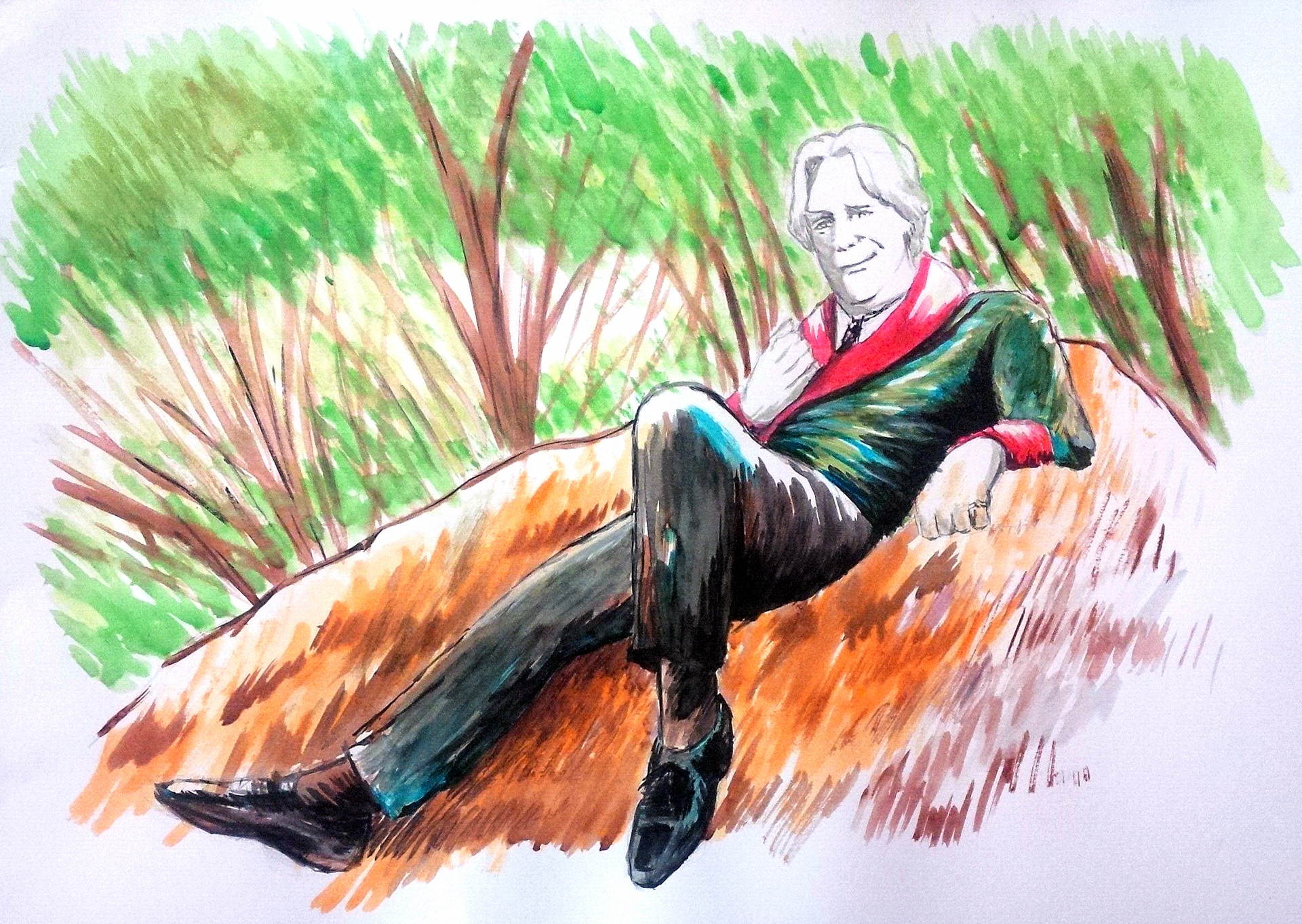 Oscar Wilde's Statue (2014) | Watercolor on Paper 35x50