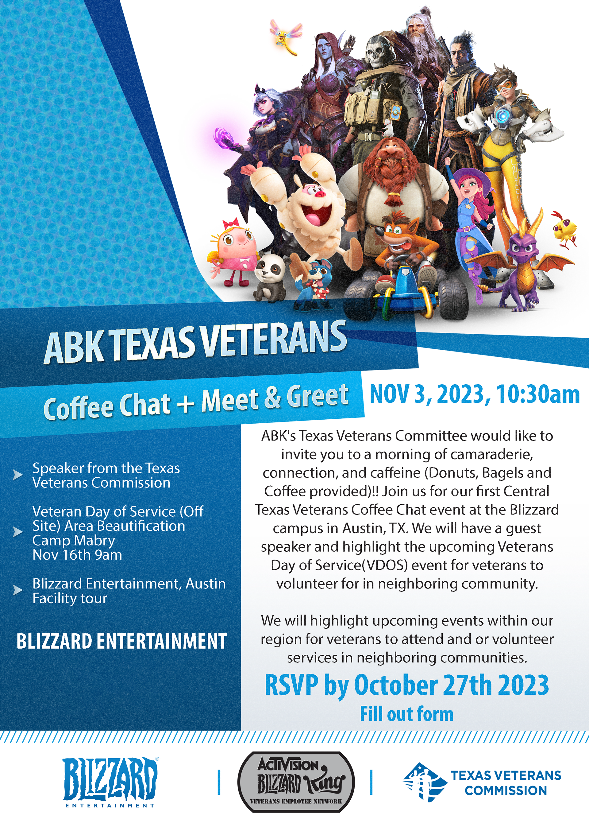 Flyer Created for ABK Veterans Employee Network Coffee Chat Meet & Greet