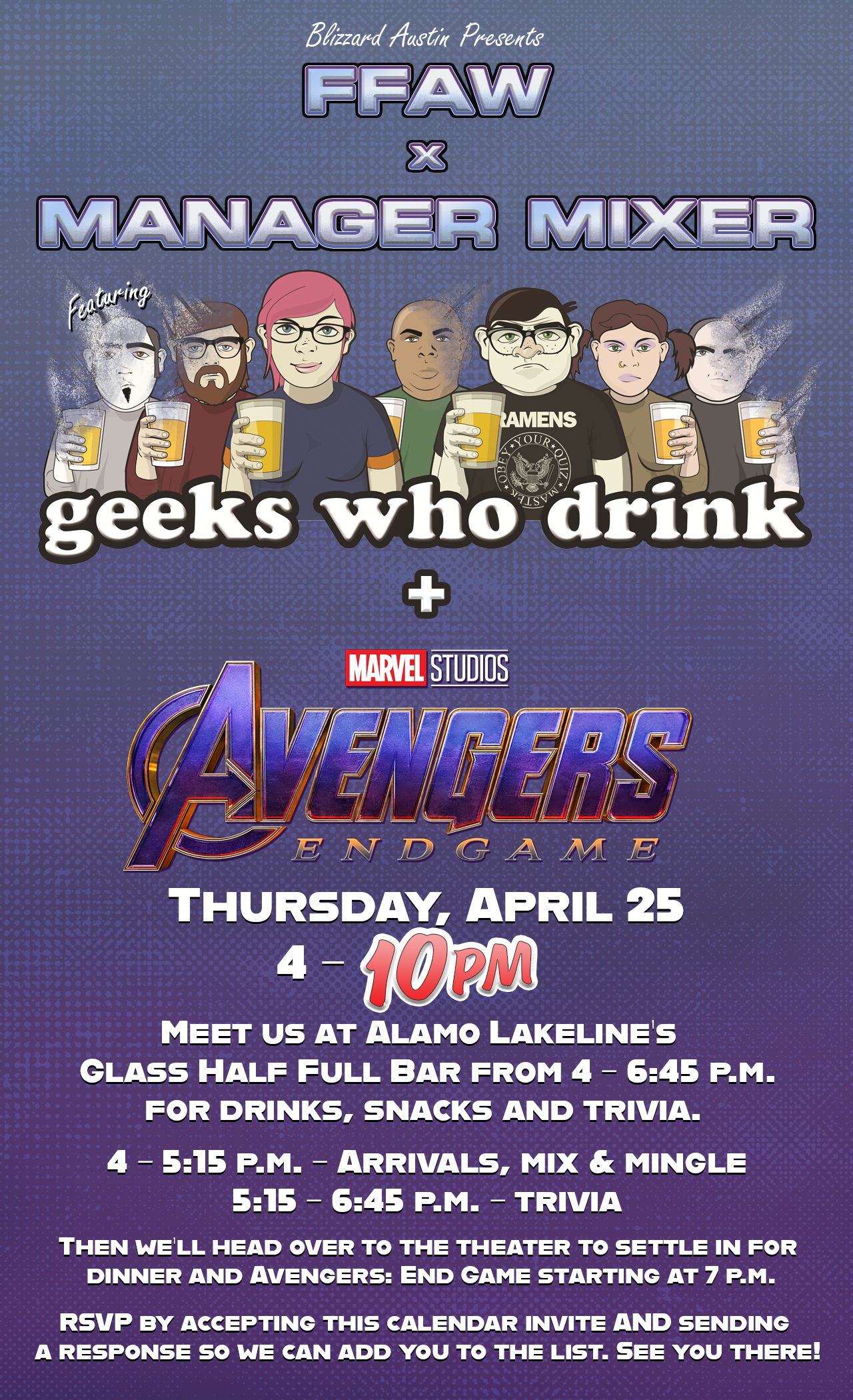 Flyer created for Blizzard Austin Events Team’s Leadership Mixer Event