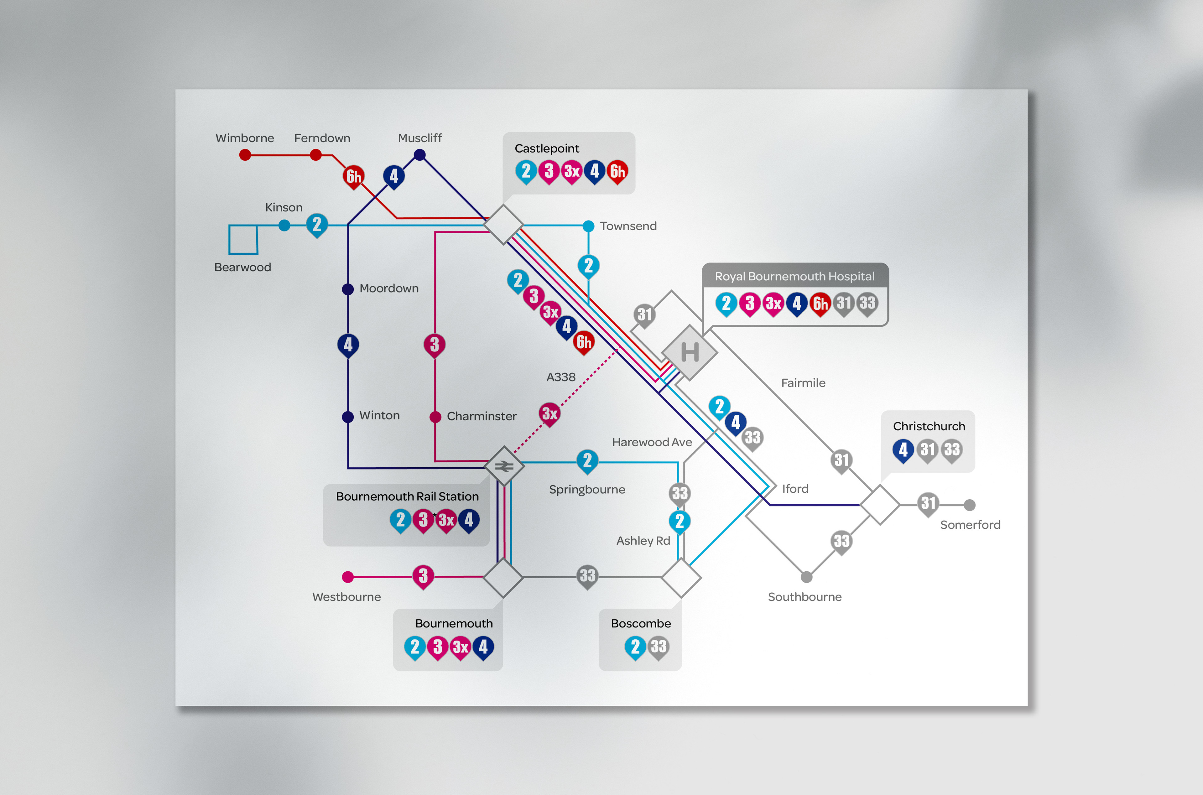 Simple map, map design, bus map design, bus route map, map designer, bournemouth map designer