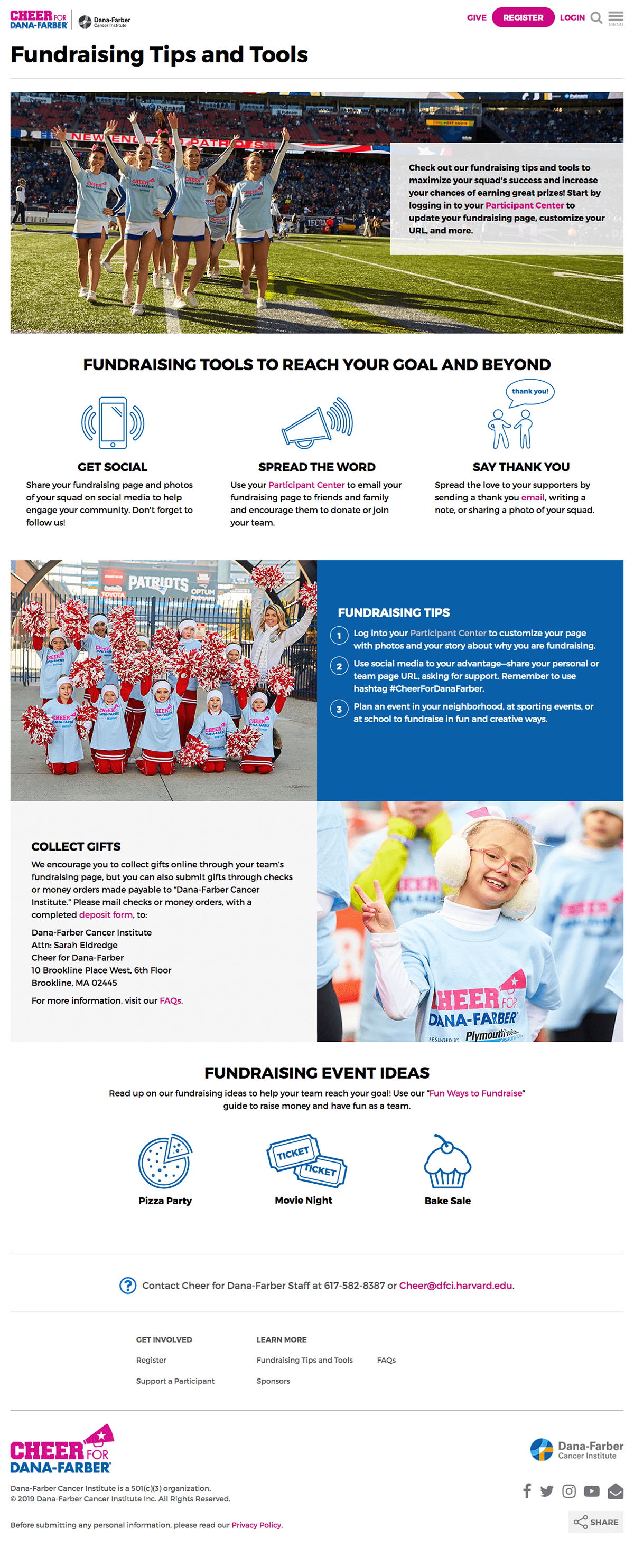 Cheer for Dana-Farber Fundraising Tips and Tools page