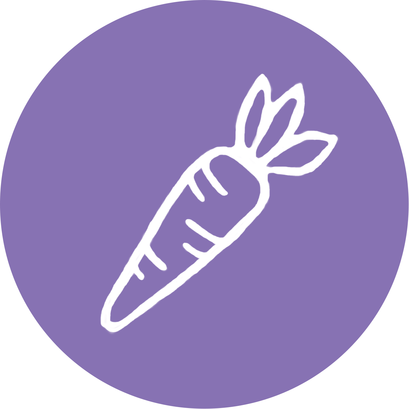 "vegetarian" icon featuring a carrot on a purple circular background