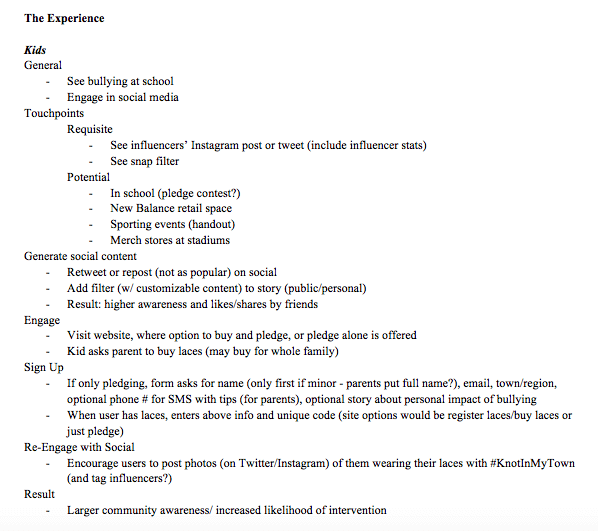written description of customer journey for kids