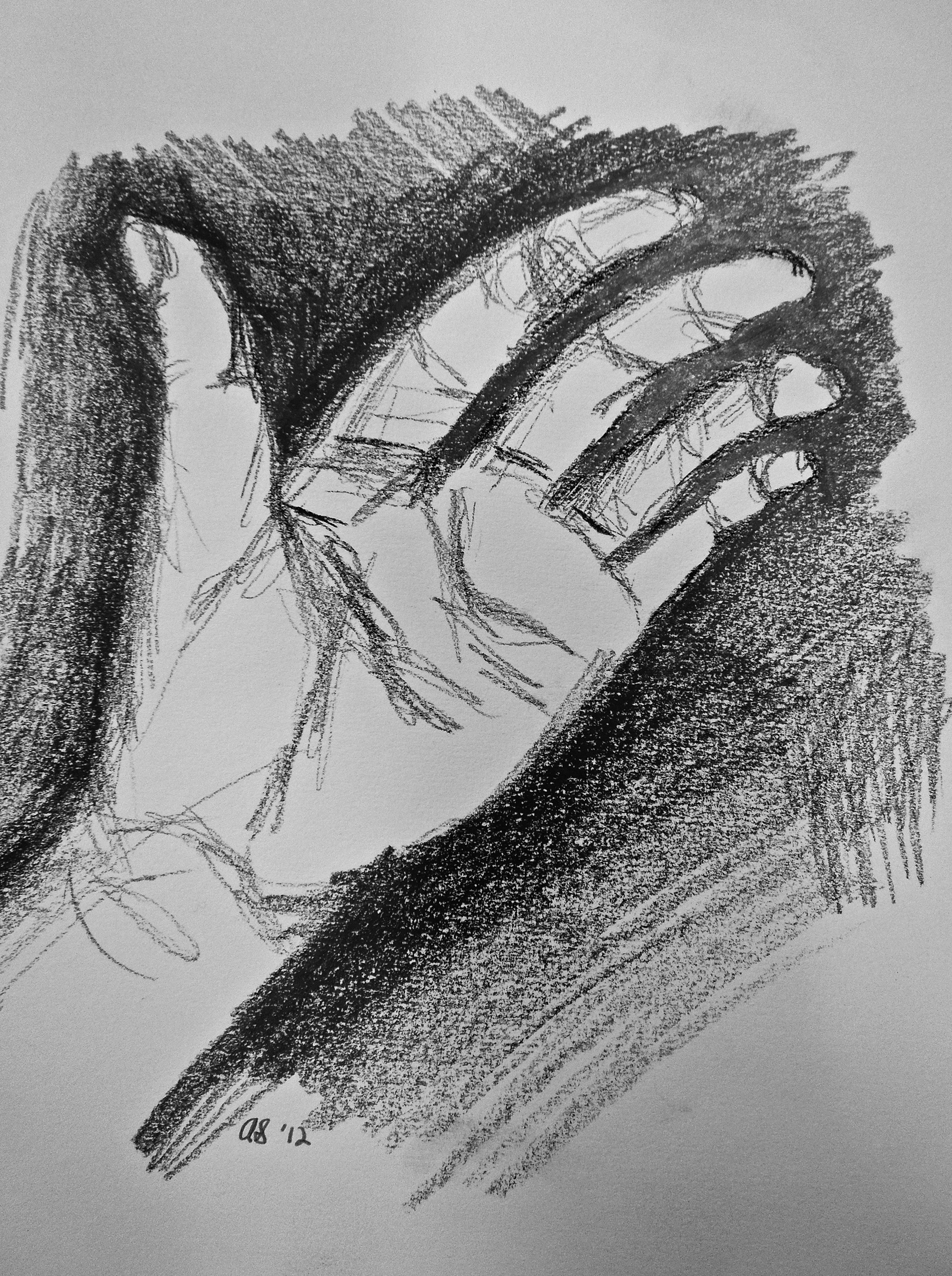 graphite sketch of left hand