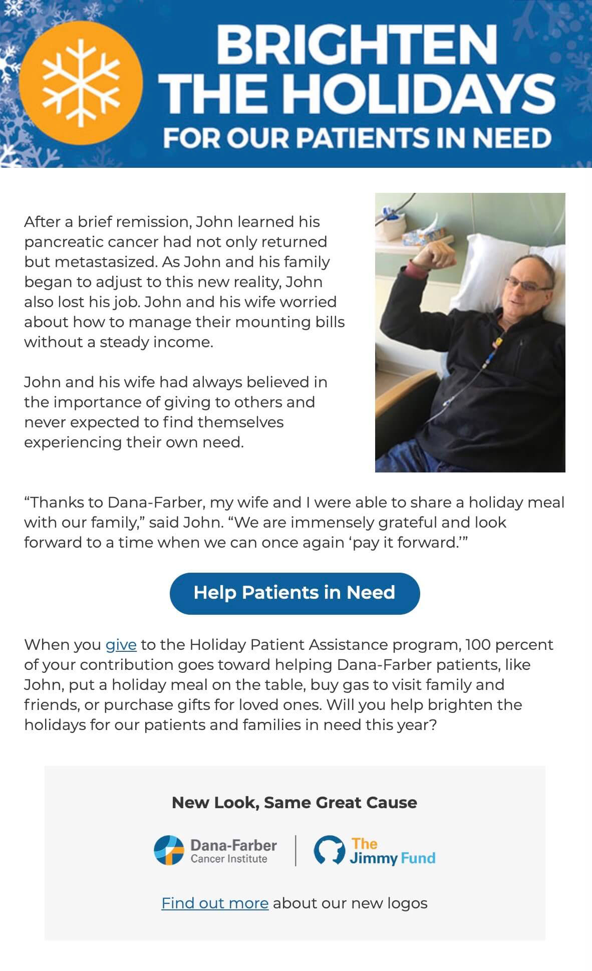 e-appeal for the Holiday Patient Assistance program at Dana-Farber Cancer Institute