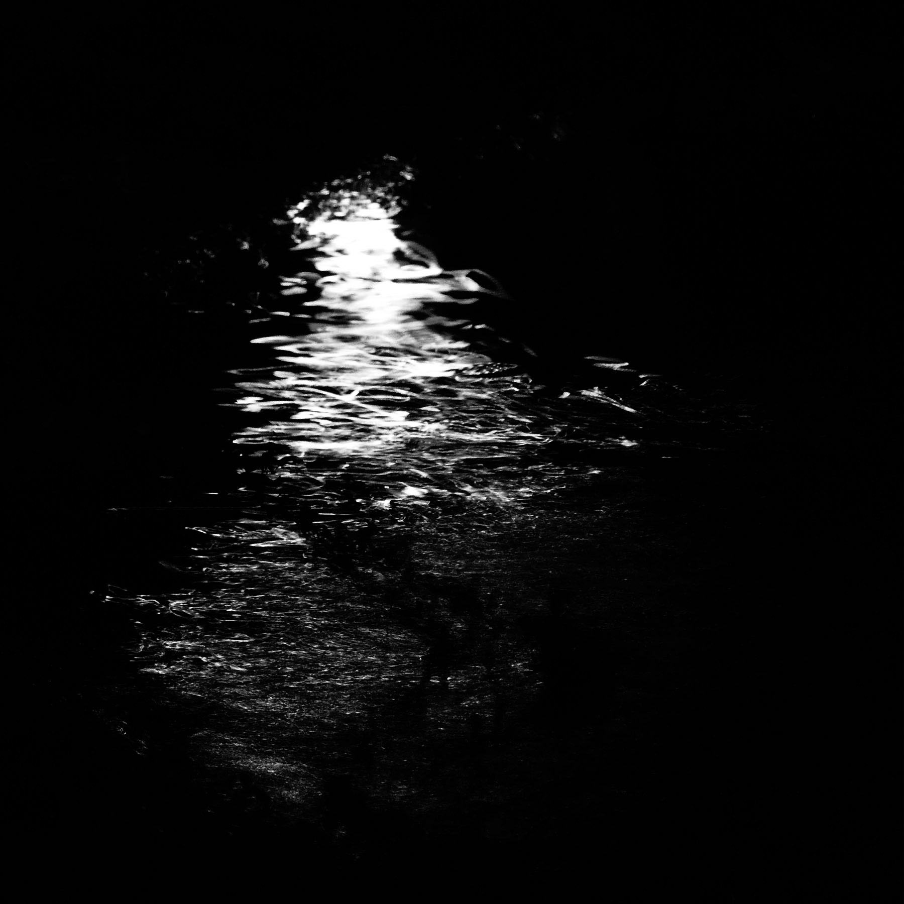 black and white of water flooding a sidewalk