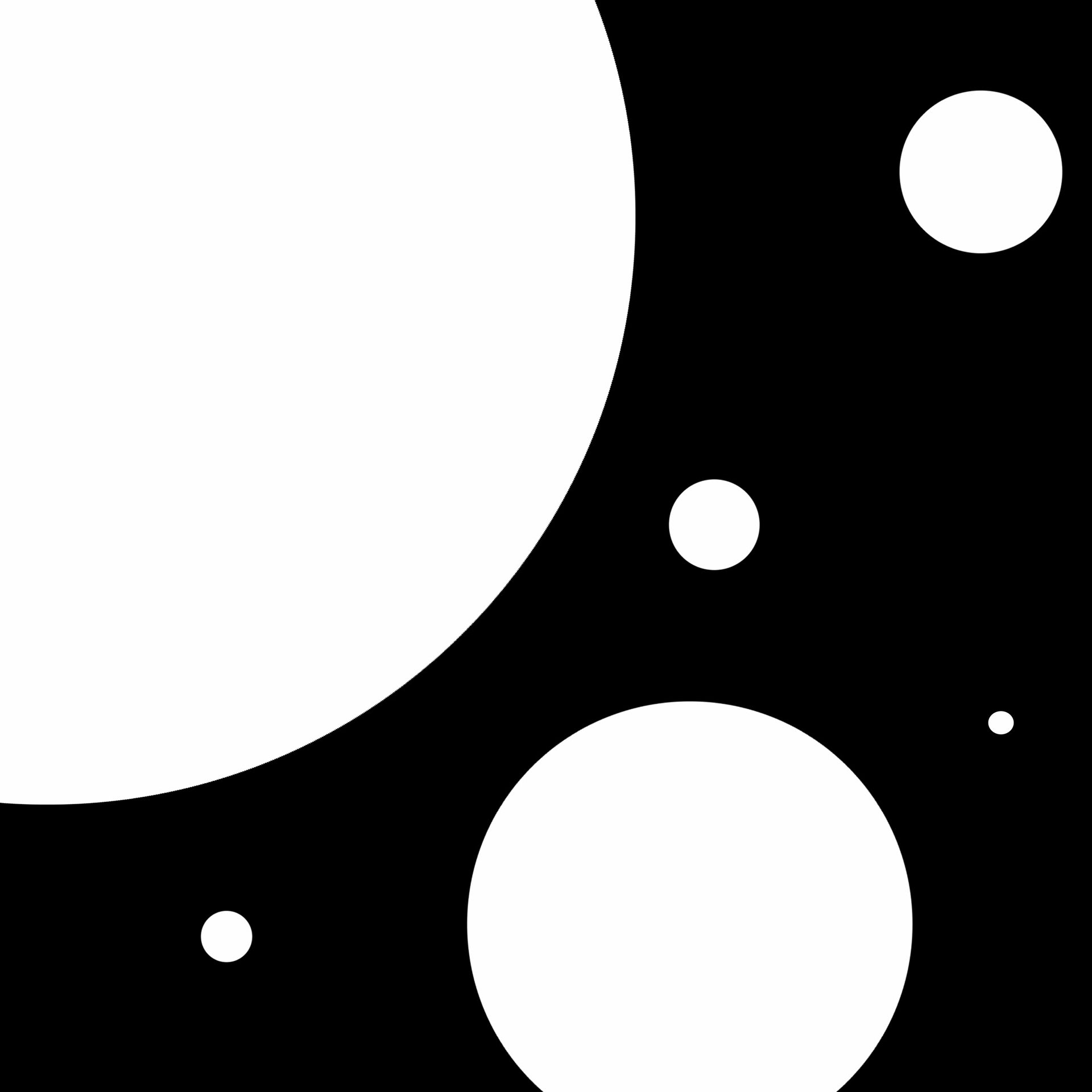 black and white composition of various sizes of circles