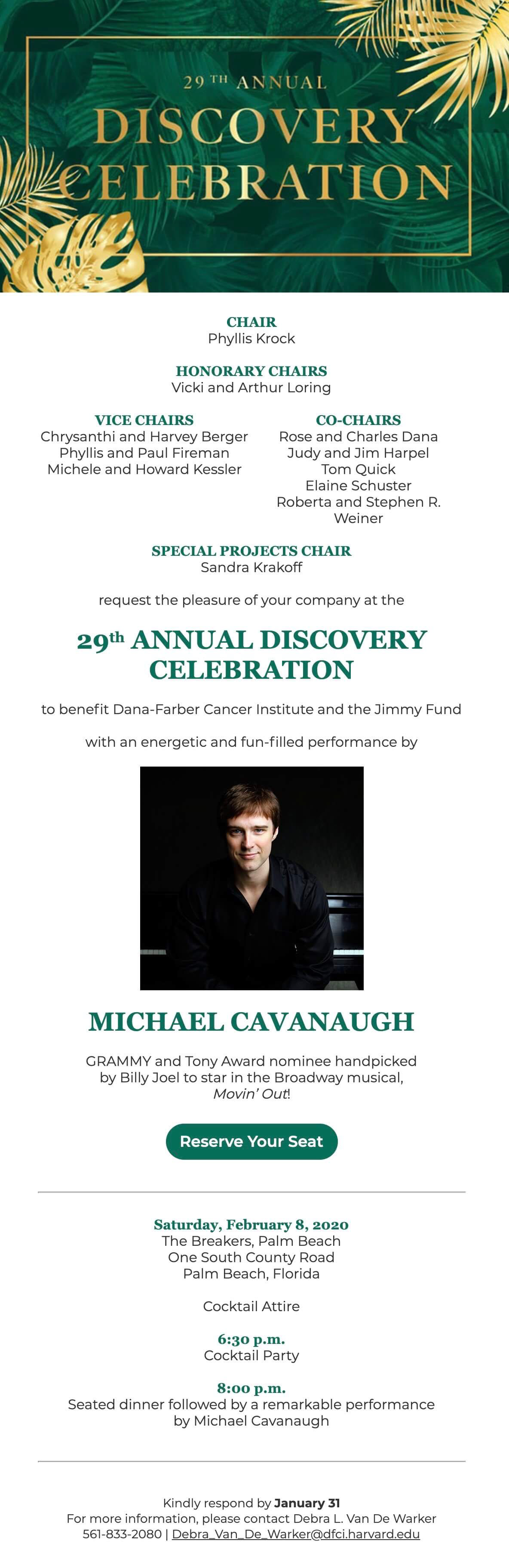 e-vite to the 29th annual Palm Beach Discovery Celebration in support of Dana-Farber