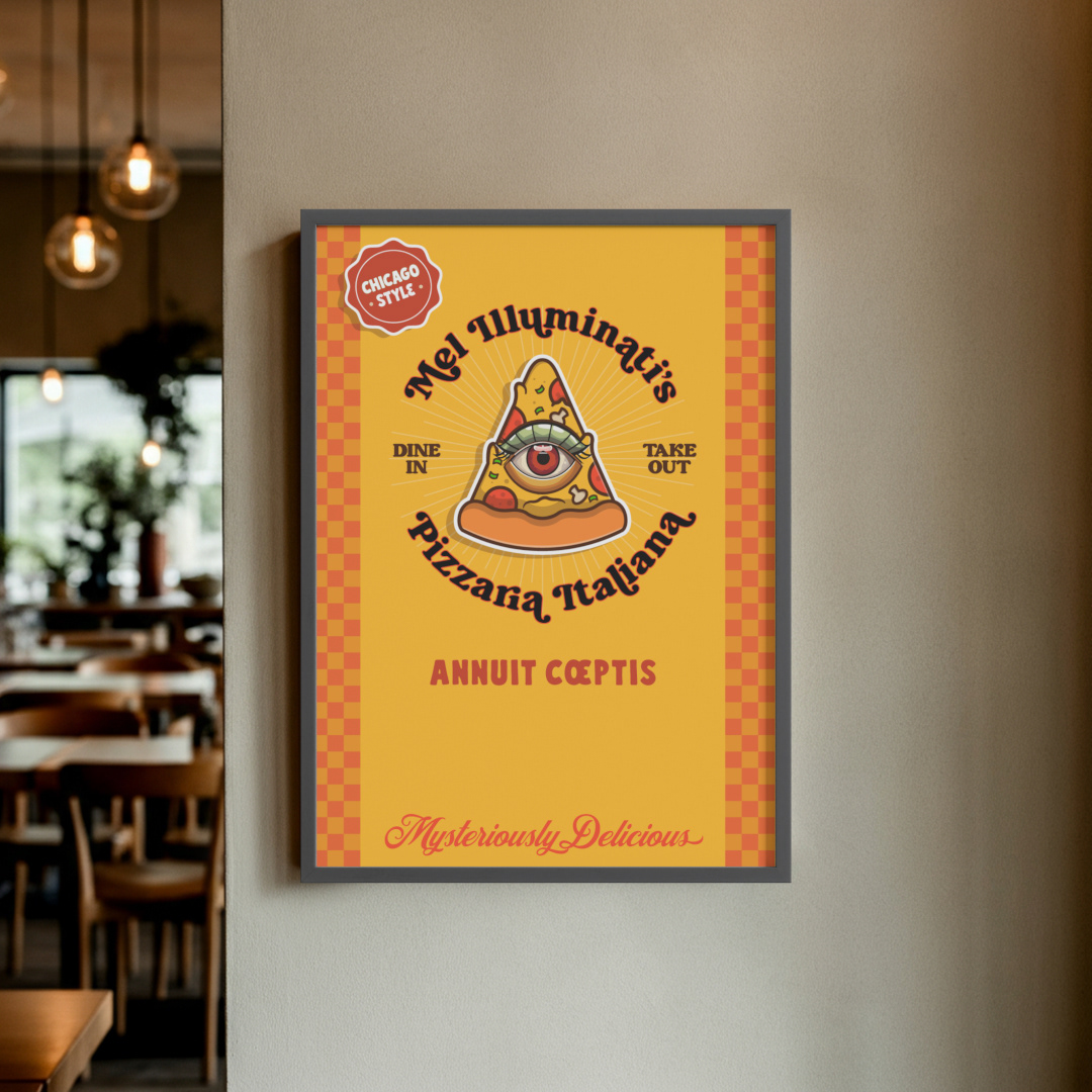 illustrated logo design for pizza shop
