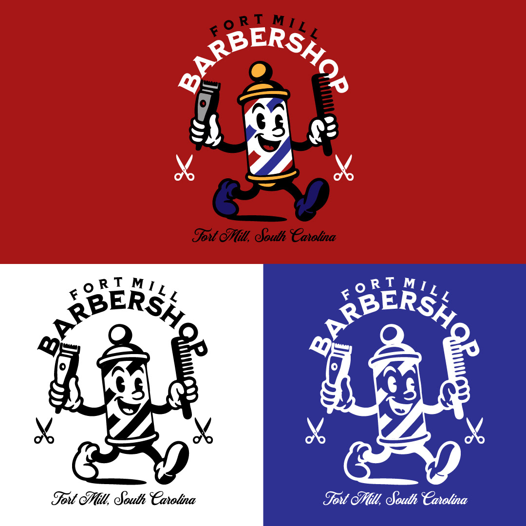 vintage mascot logo illustration rebrand for barber shop