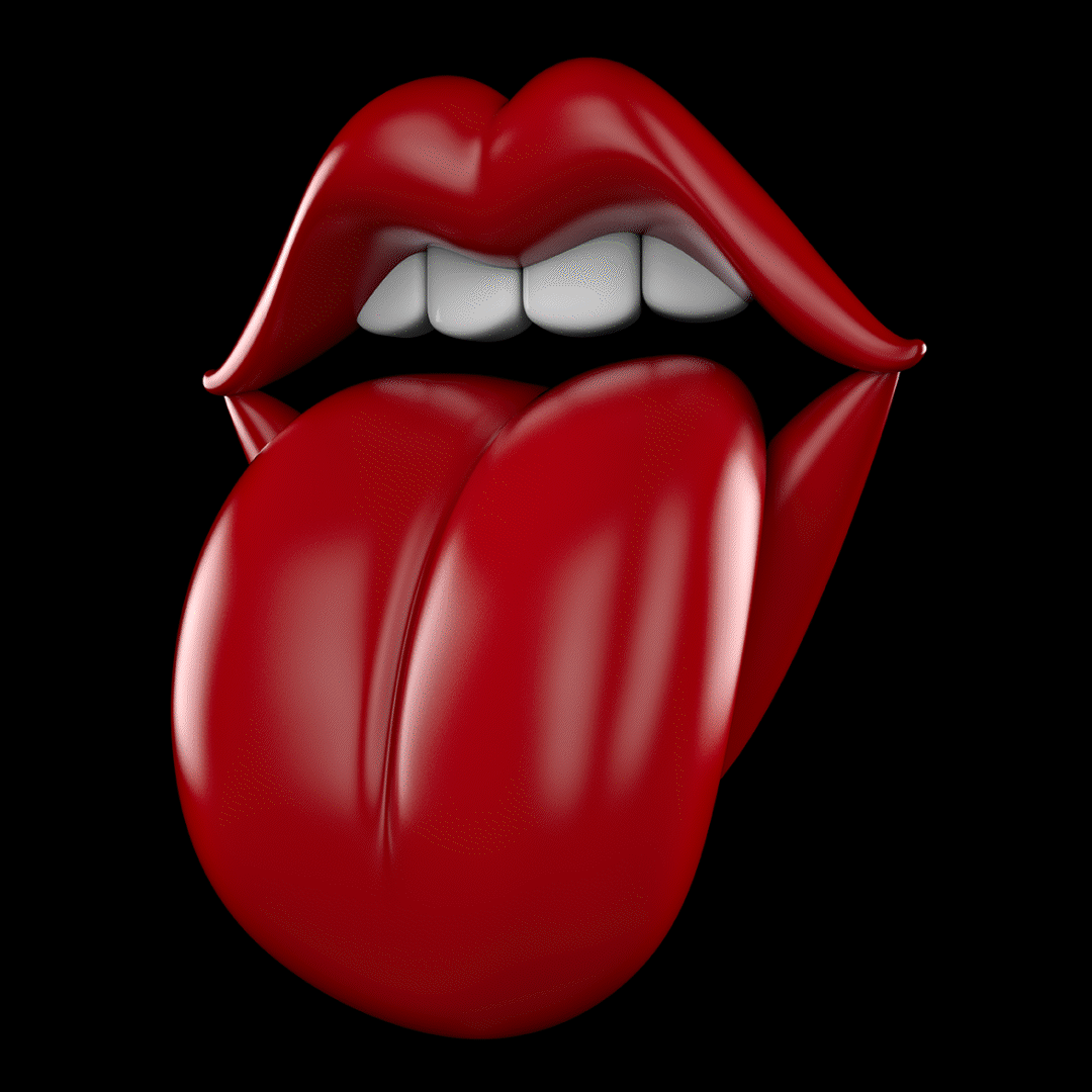 3d update of the famous Rolling Stones lips and tongue logo