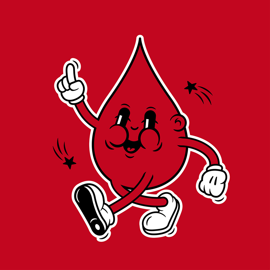 Illustrated blood character for The Leukemia & Lymphoma Society