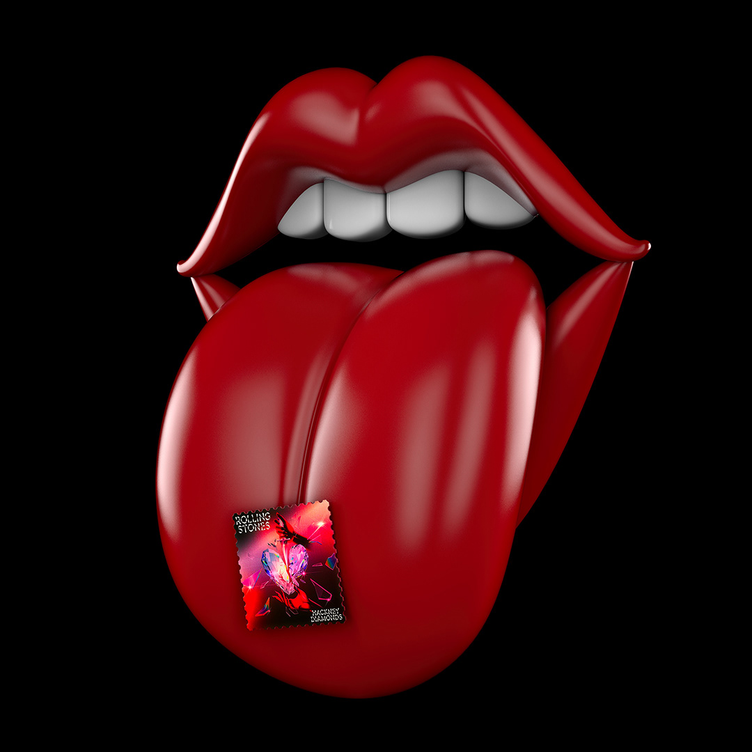 3d update of the famous Rolling Stones lips and tongue logo