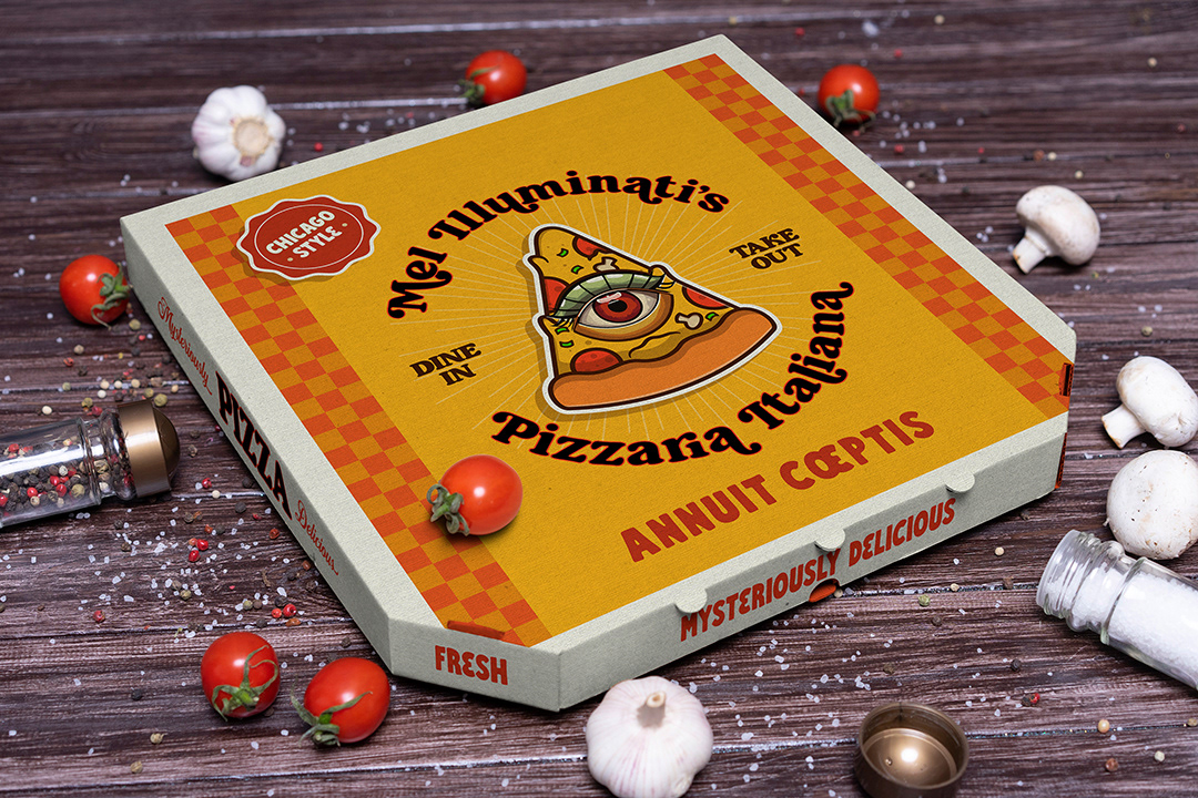 illustrated logo design for pizza shop