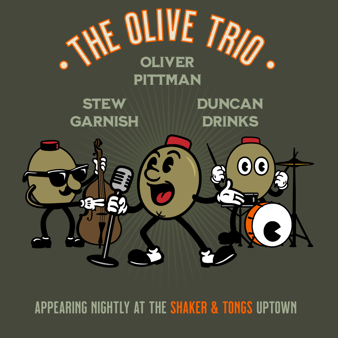 vintage humorous mascot illustration about olives