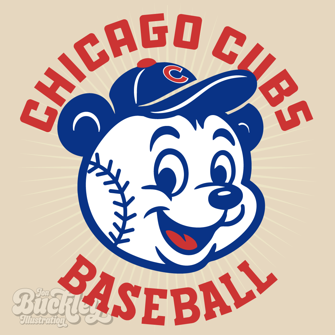 vintage mascot logo for chicago cubs baseball