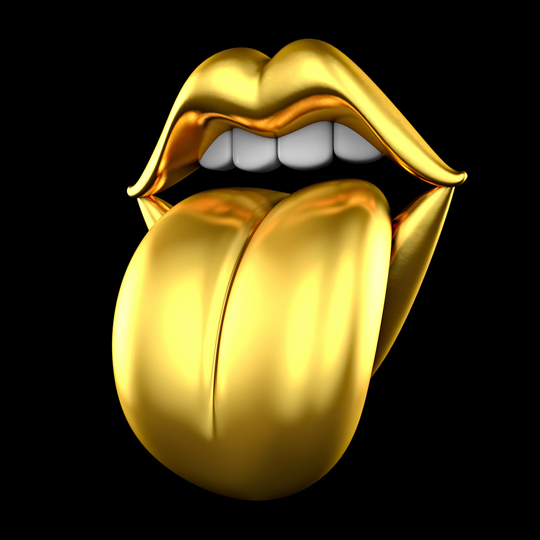 3d update of the famous Rolling Stones lips and tongue logo