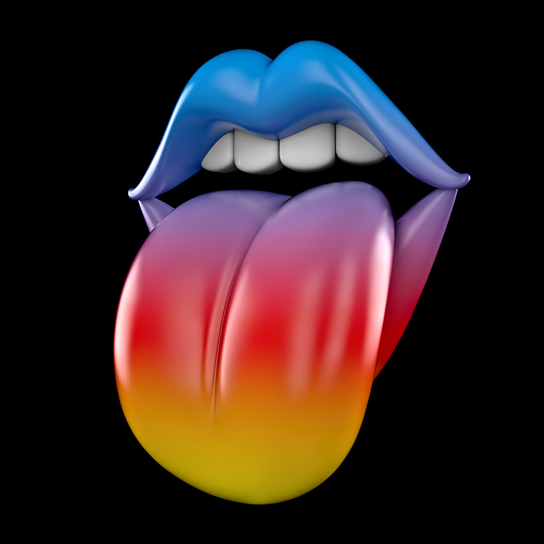 3d update of the famous Rolling Stones lips and tongue logo