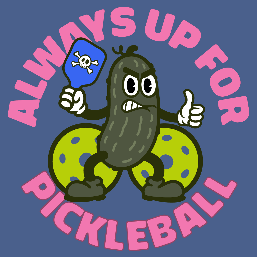 funny editorial illustration about pickleball