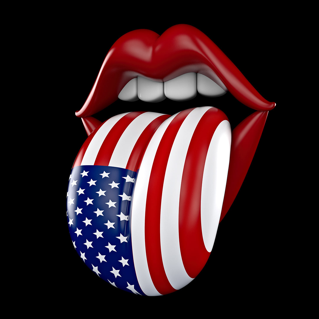 3d update of the famous Rolling Stones lips and tongue logo