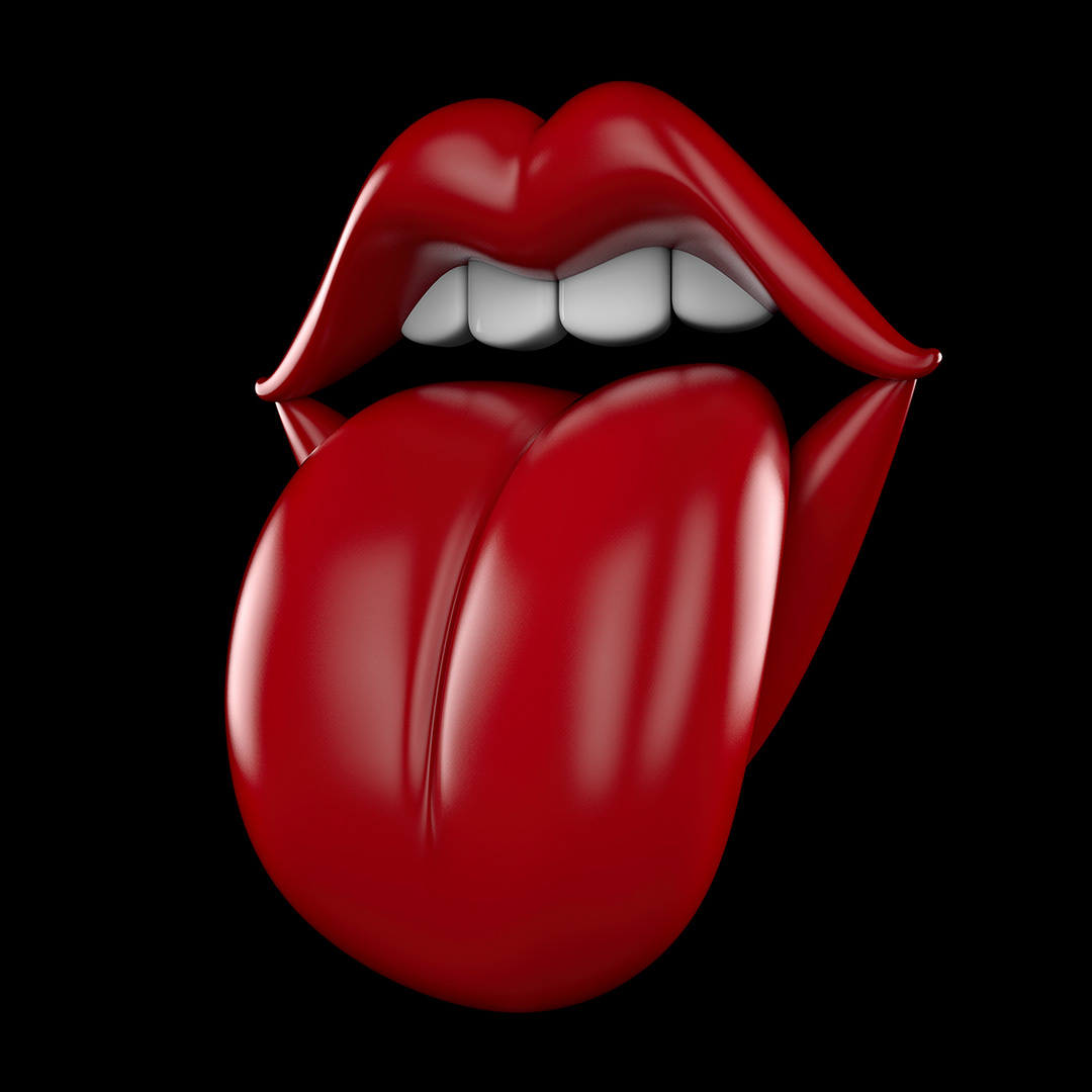 3d update of the famous Rolling Stones lips and tongue logo