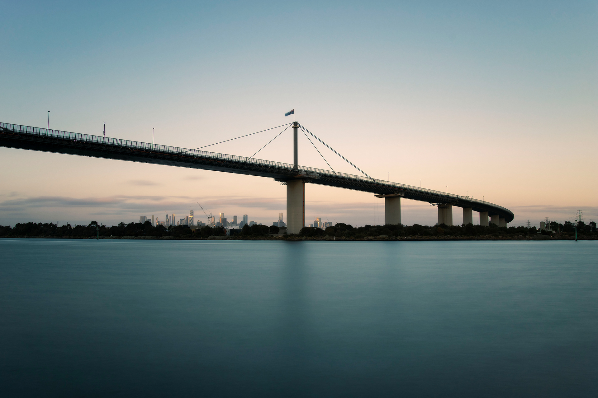 Almost dark at Westgate Bridge, Melbourne Australia