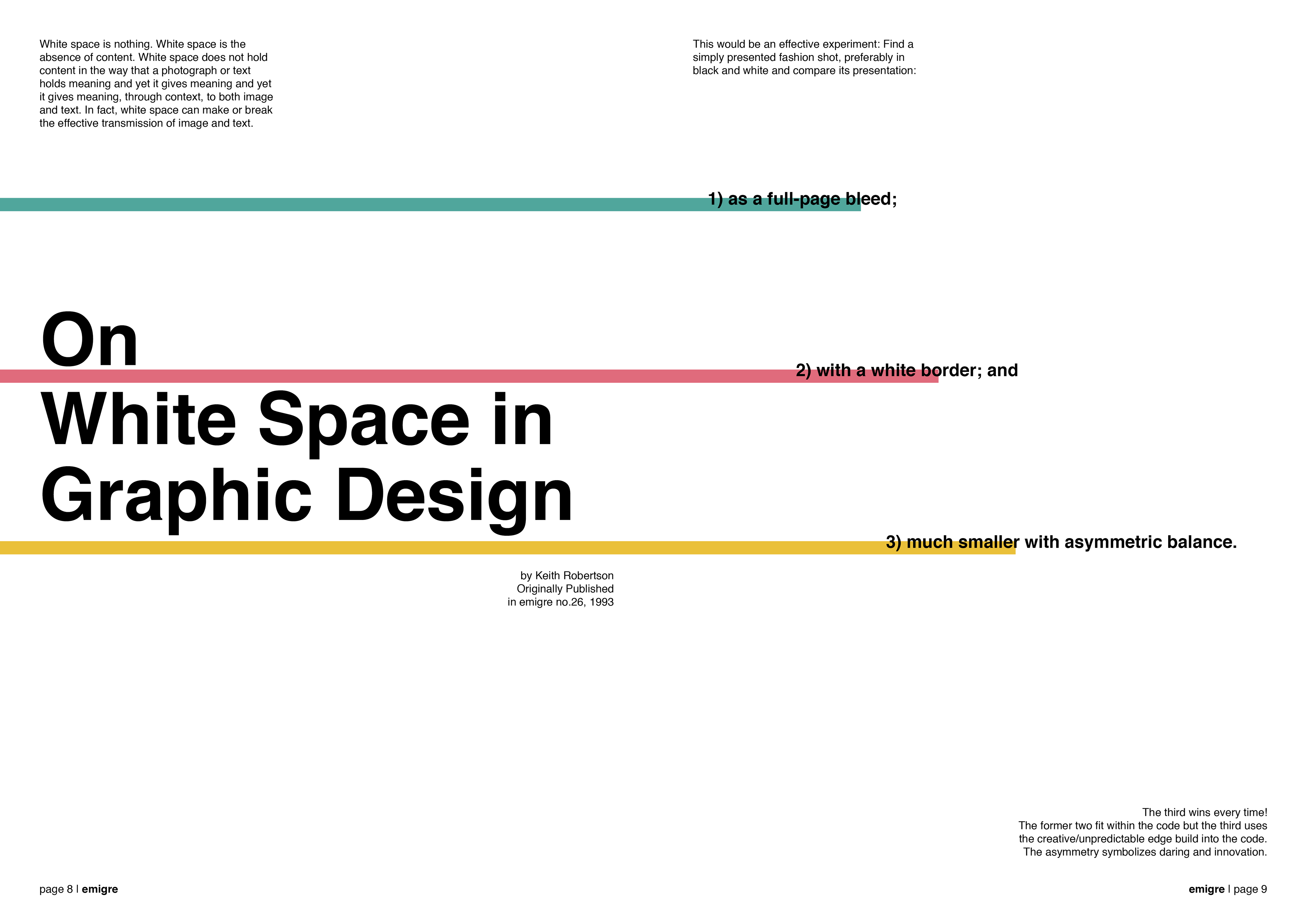 On White Space in Graphic Design Spread One