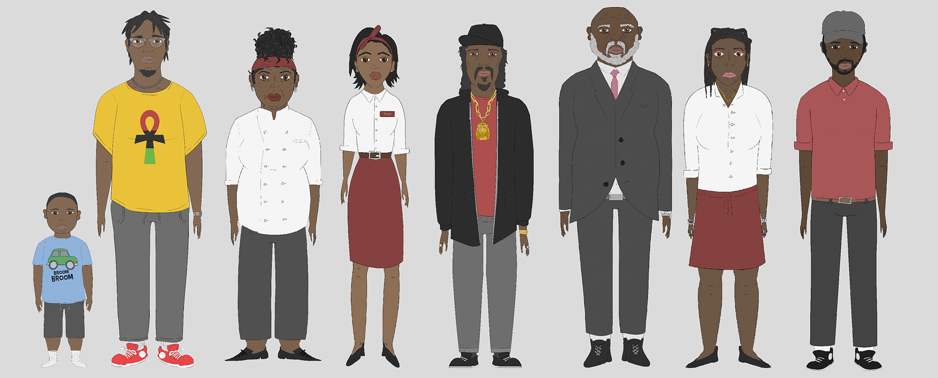 All the characters stood together