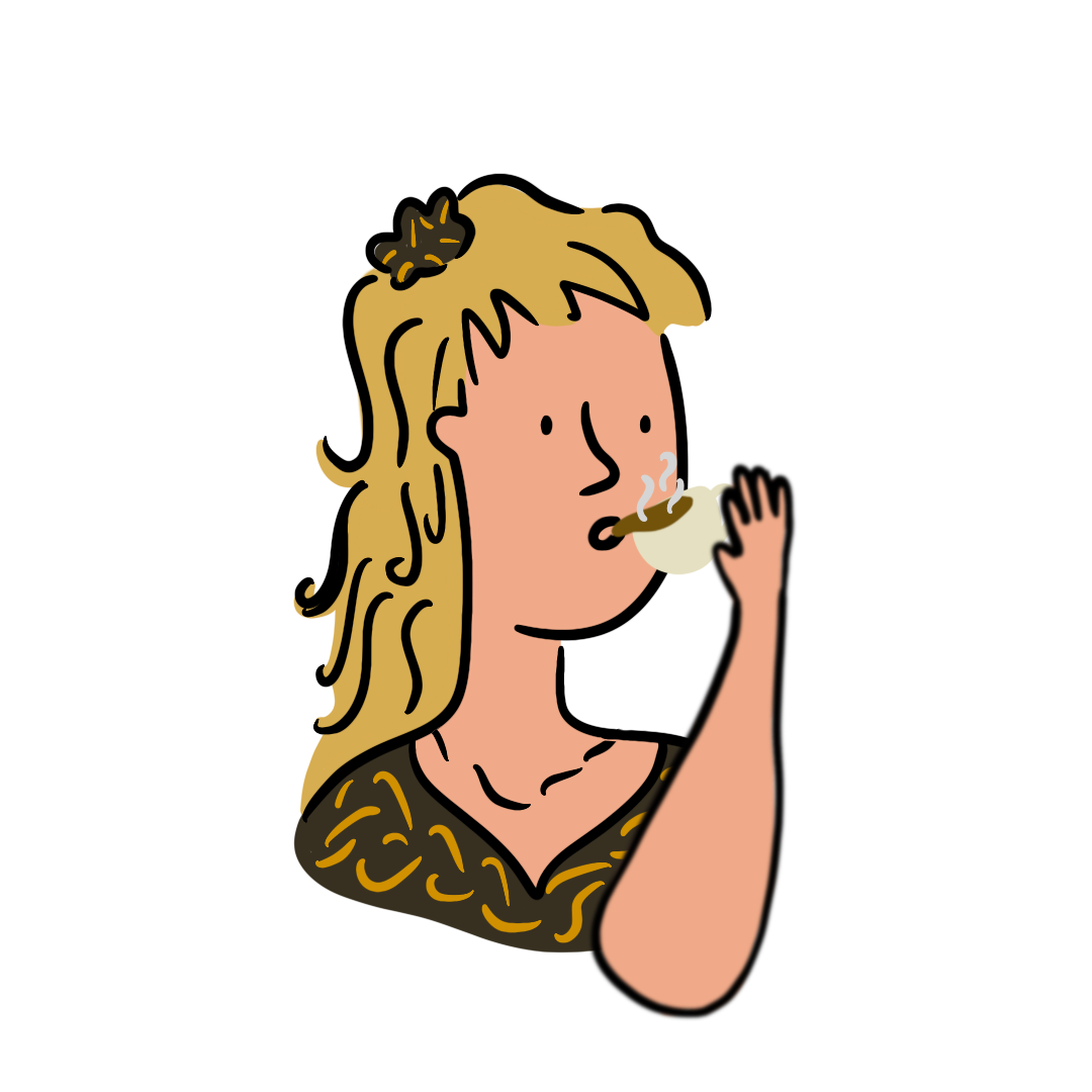 Drinking coffee