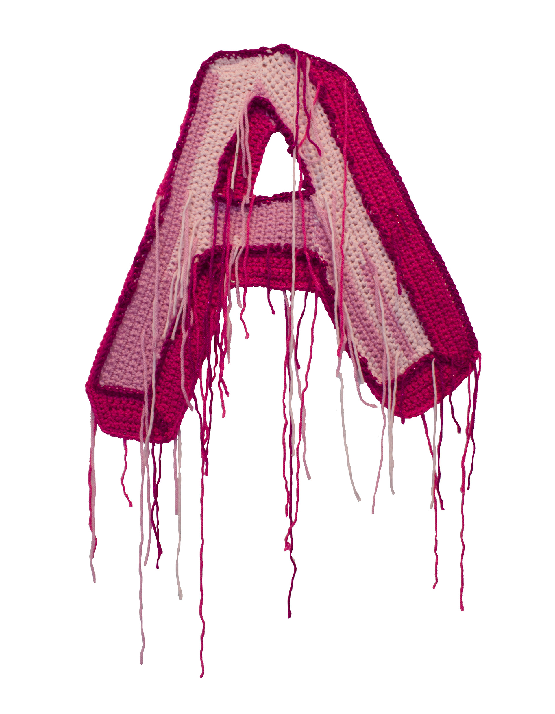 A Pillow, crochet with yarn, wire, 15x13in