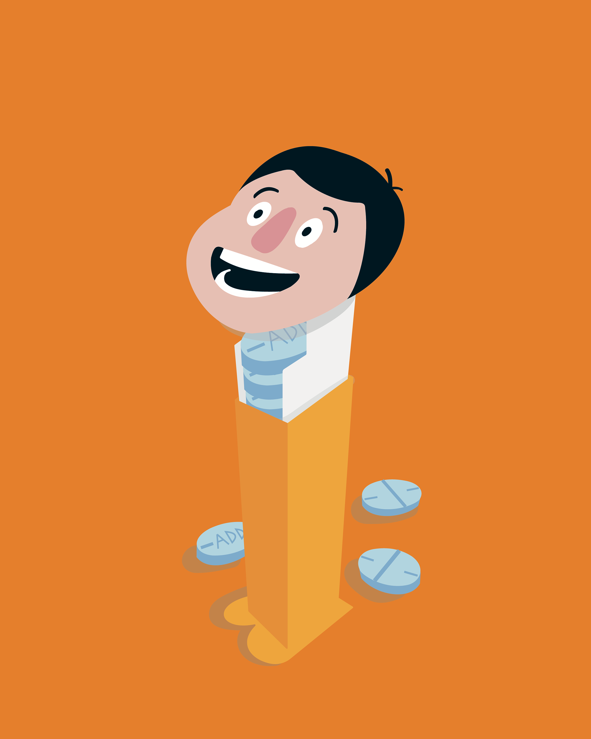 An illustration on Adderall prescription and ADD children.