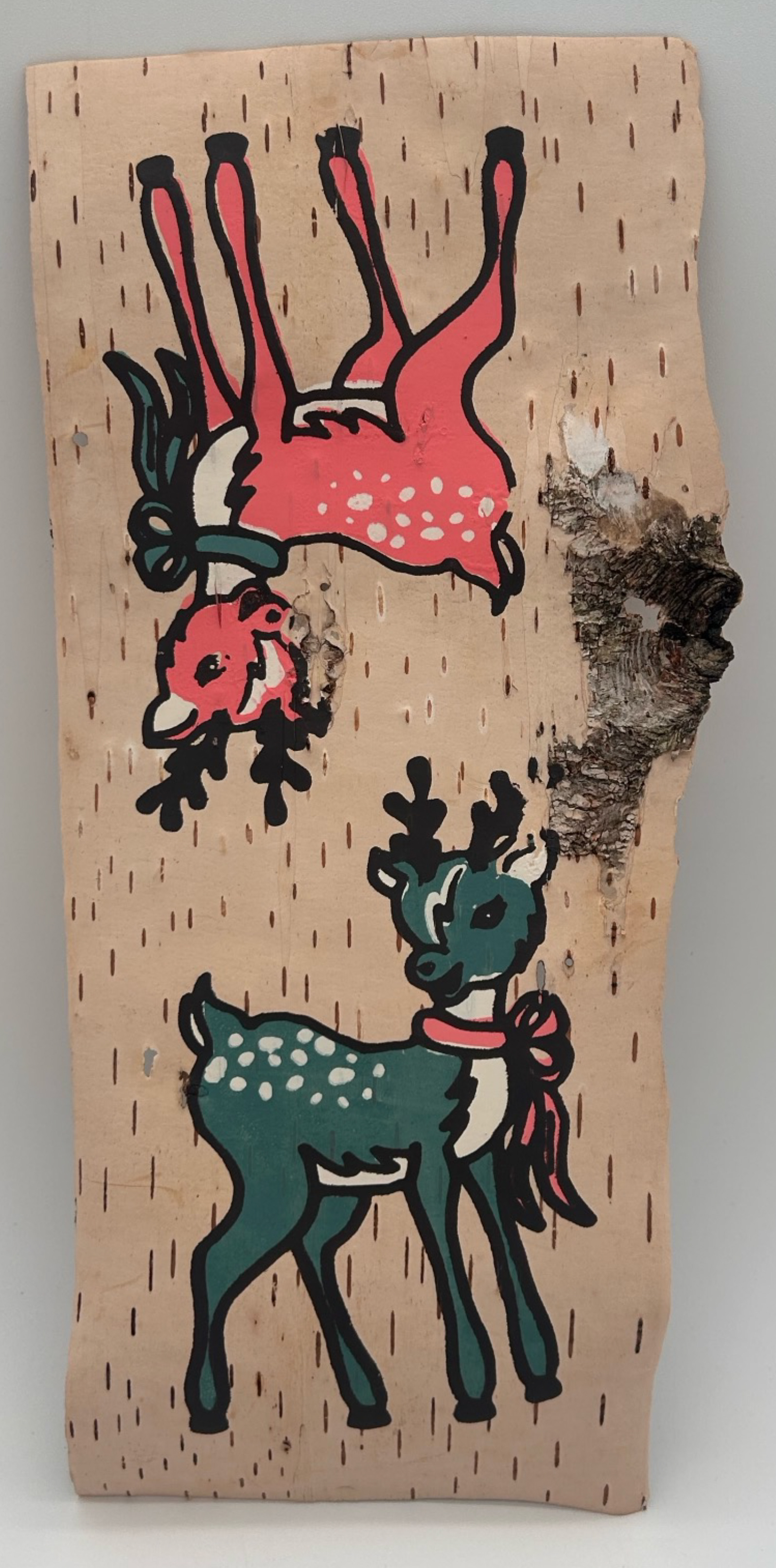 Festive Fawns - Serigraph on Birchbark