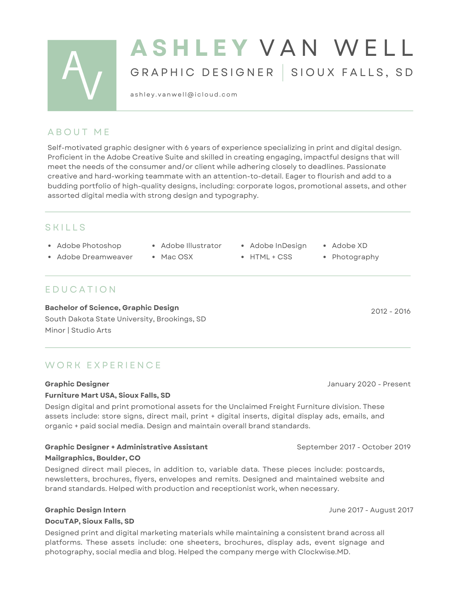 Ashley Van Well - Resume