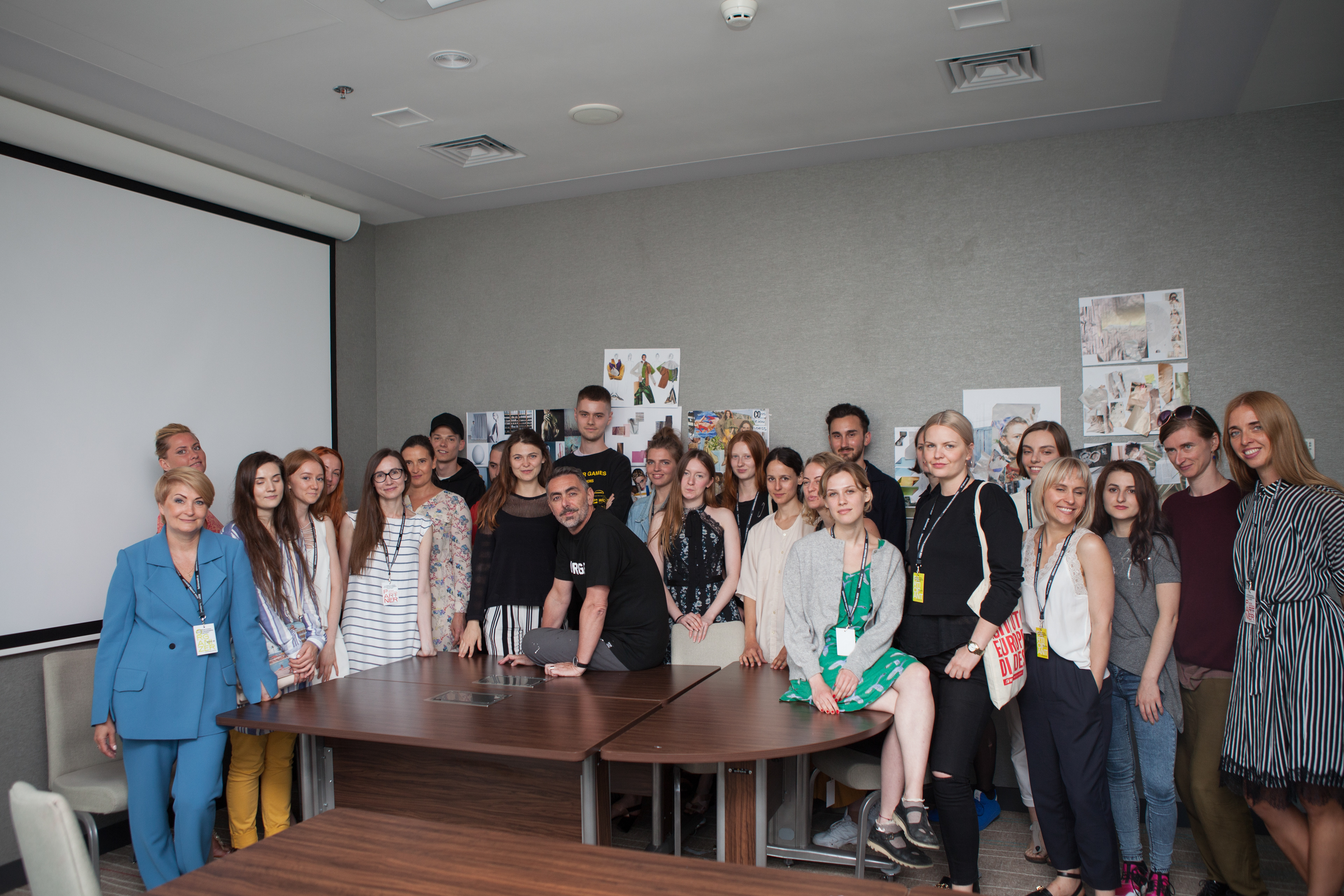 with other contestants, Giovanni Ottonello and Iryna Danylevska - Founder & Head of the organizing committee of Ukrainian Fashion Week