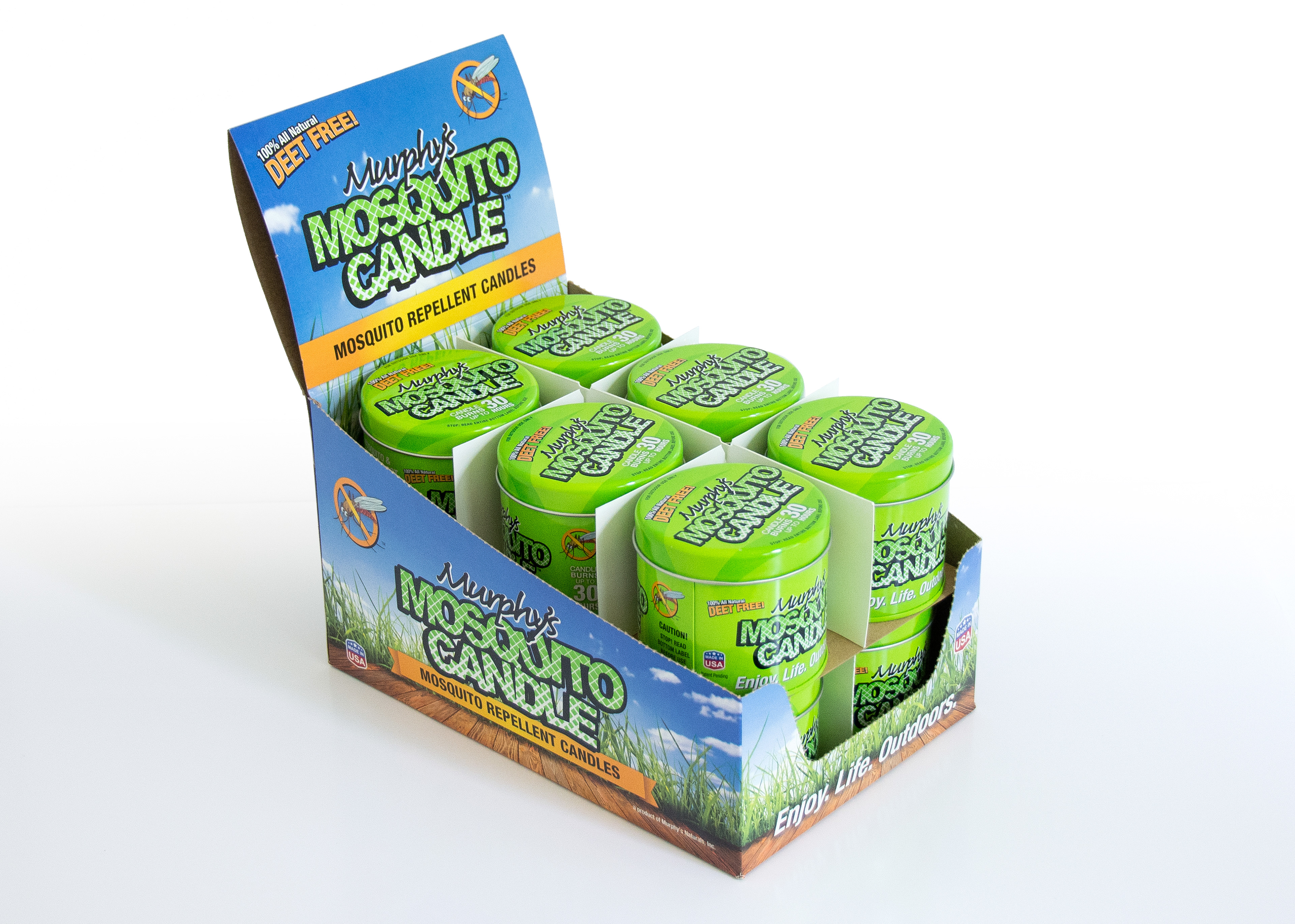 Murphy's Mosquito Candle Case and Shelf Display