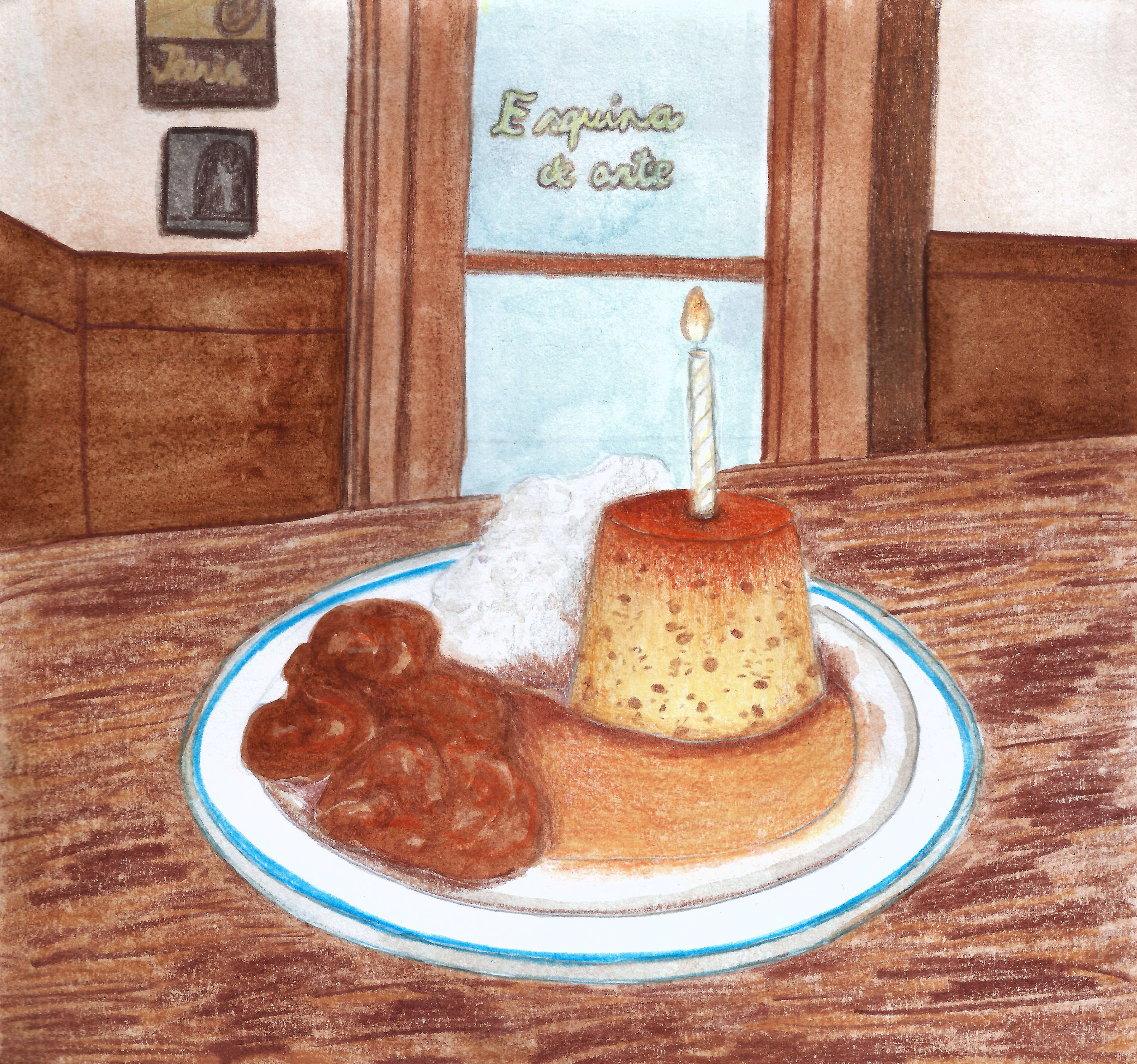 un flan de cumpleaños