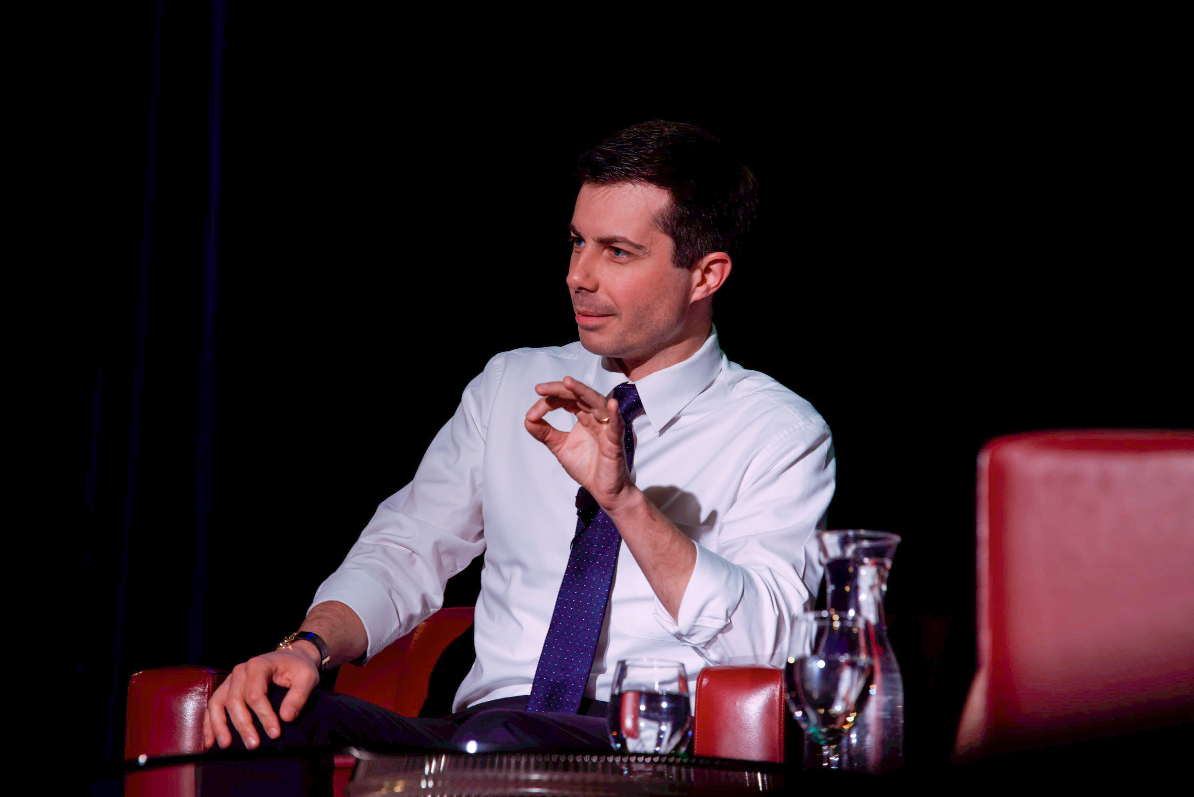 Pete Buttigieg speaks to prospective student voters at Northeastern University during his run for president in April 2019.