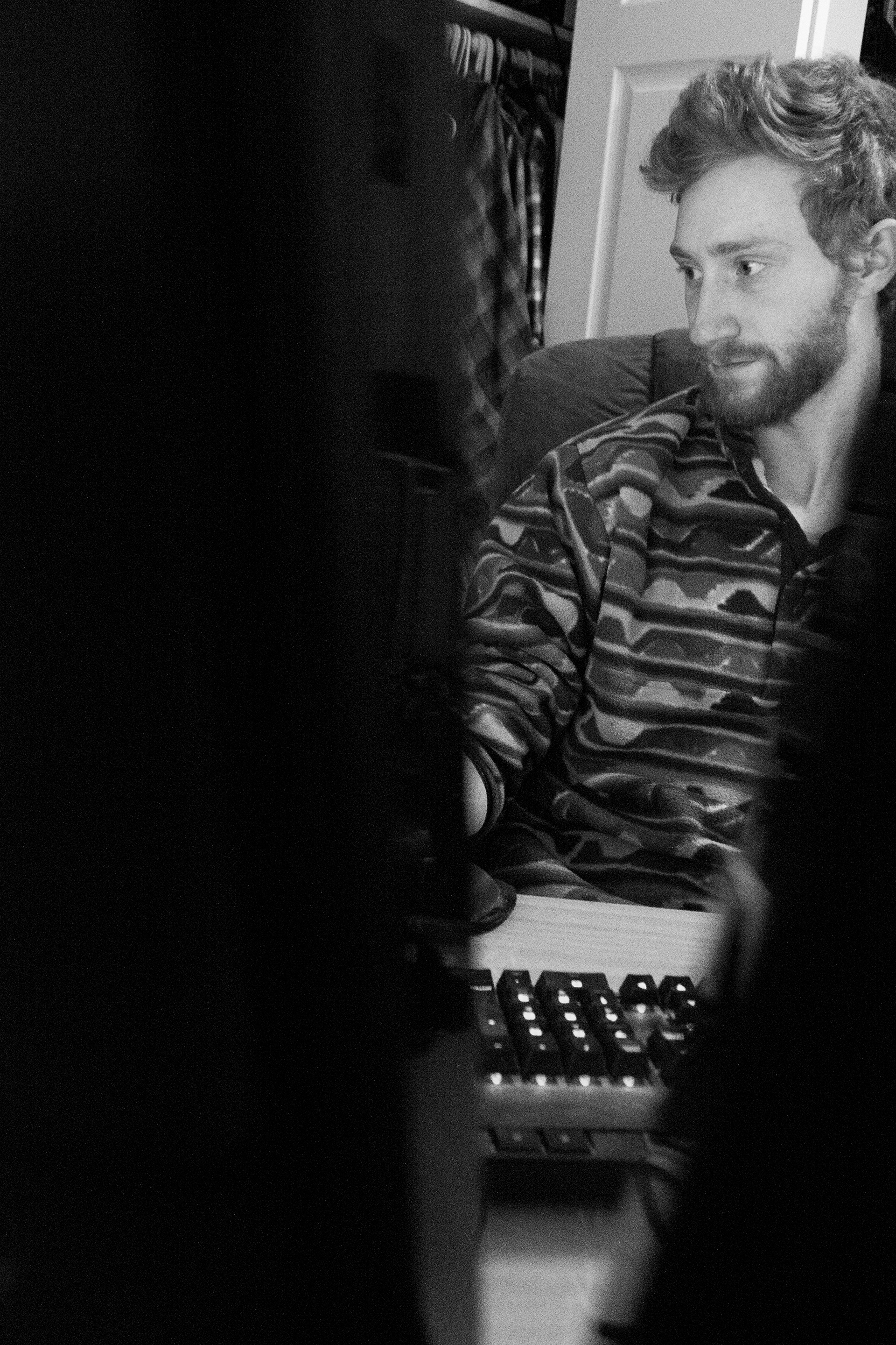 Waxman-Lenz sits at his desk in his room on April 5, 2020. He is an electrical engineer at Starry, an internet service provider, and has been working from home since March 16, 2020. “The whole staying at home thing really messes with the whole work/home dynamic. You just don’t have that separation right now, which is usually pretty nice. You go one place to work and you get to leave that place to not work and now you don’t have that and it has definitely been hard to adjust.”