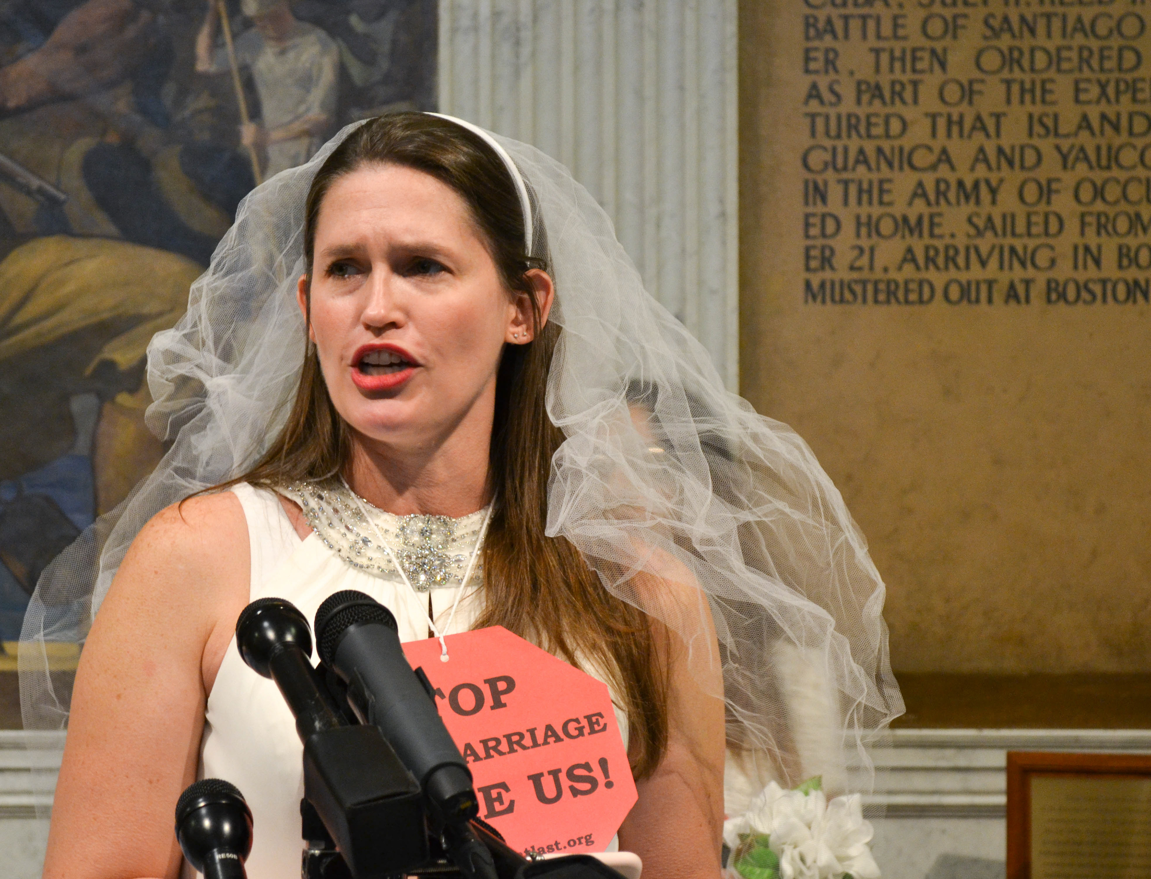 Amanda Parker, chief financial officer & senior director of the Aha Foundation advocates for the end of child marriage in Massachusetts at the State House.