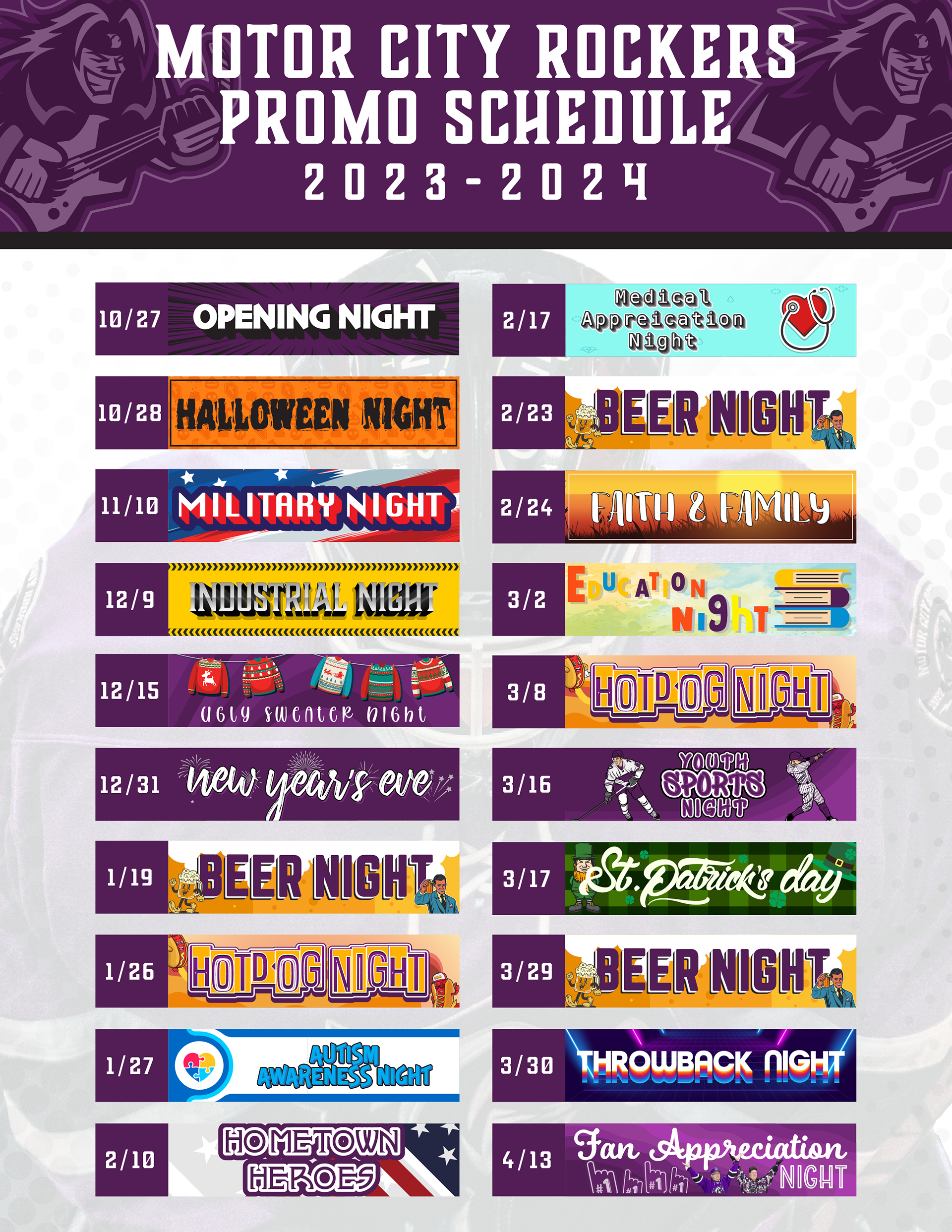 MCR 2023-2024 Promotional Schedule