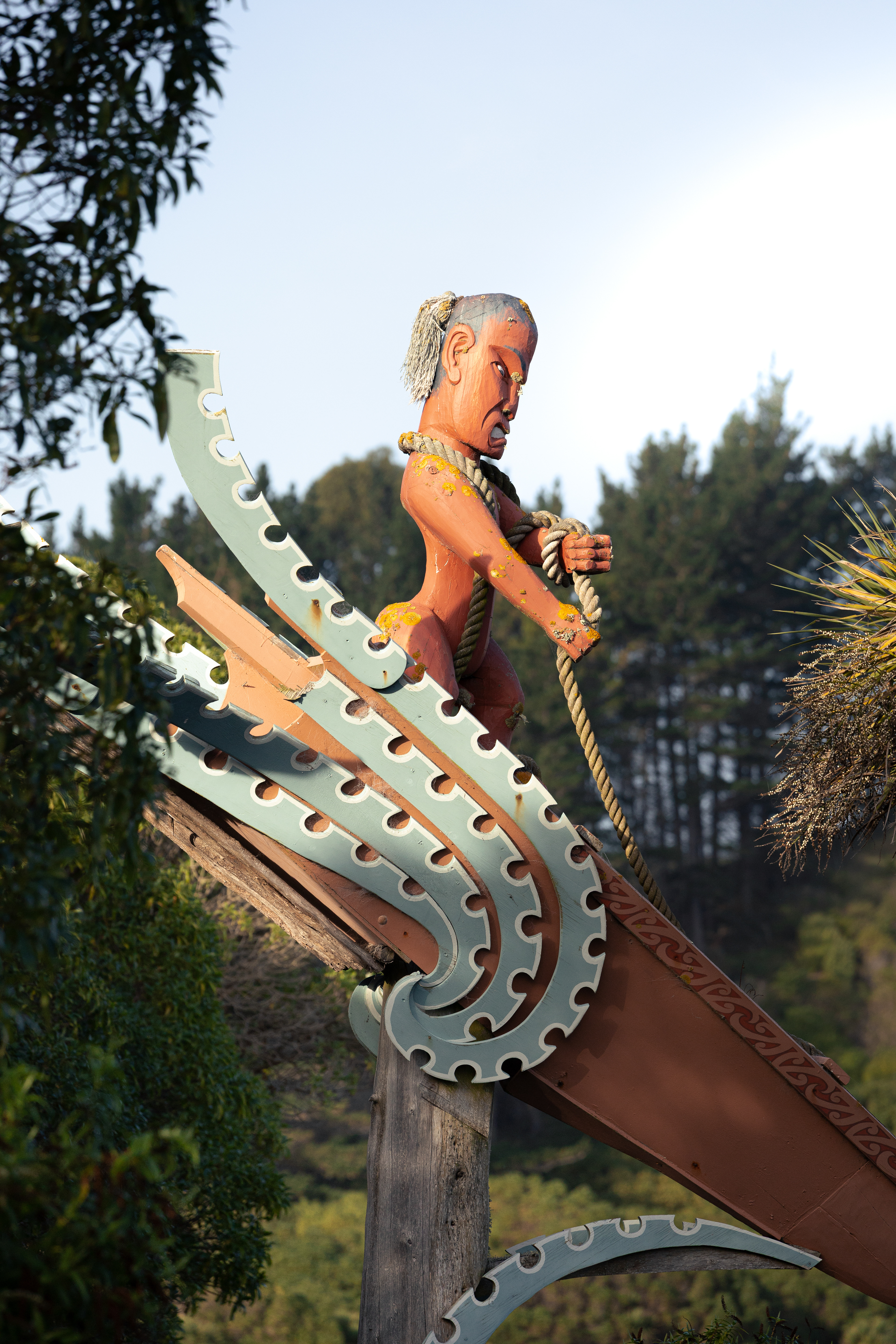 Māui sculpté sur bois - Kaikōura, Nouvelle-Zélande 