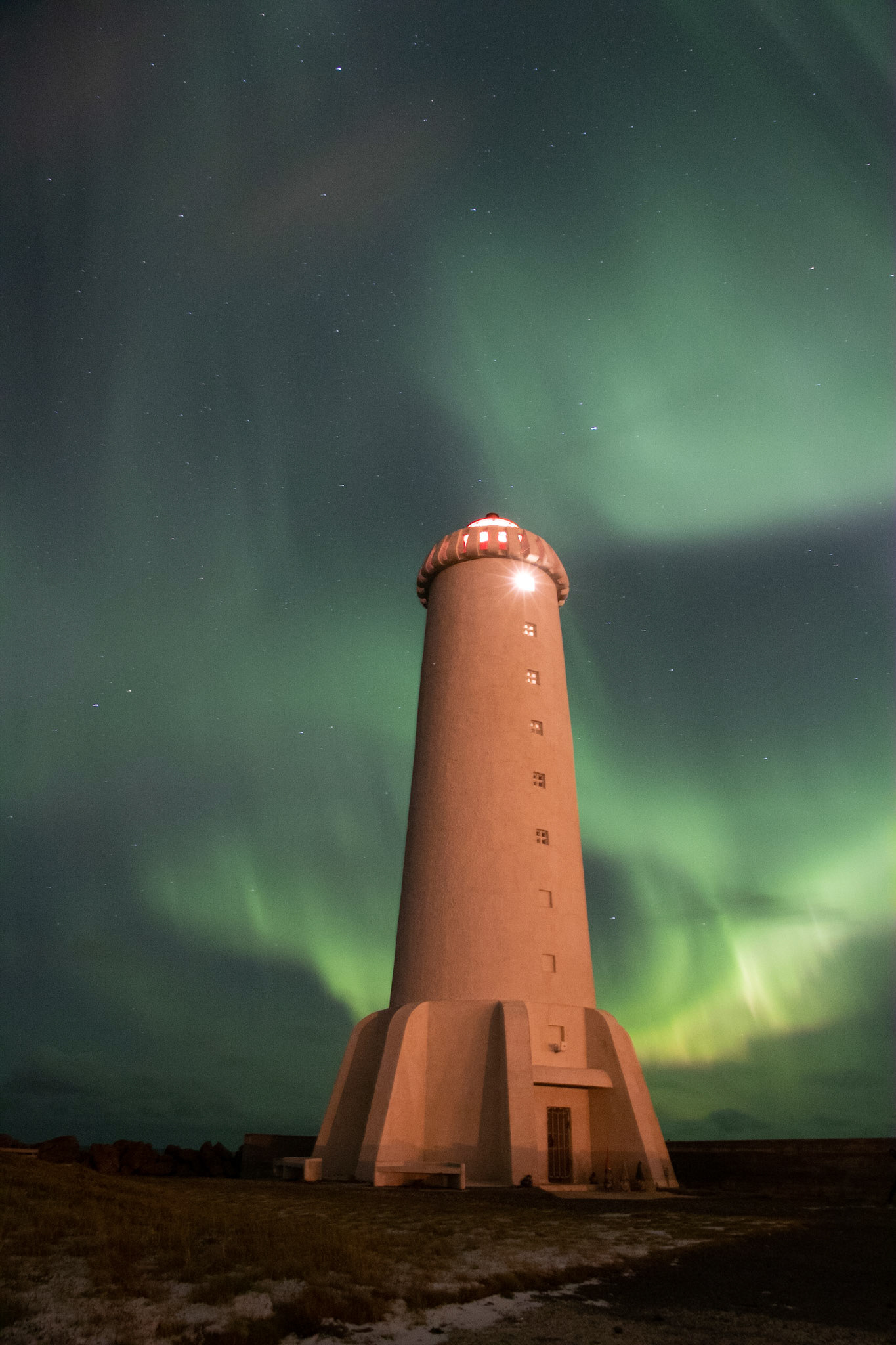 Northern Lights over Akranes Iceland